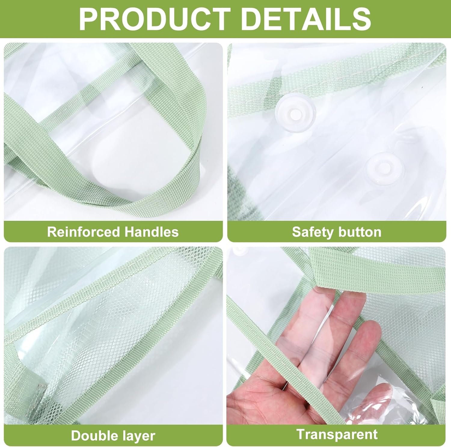 4 Pcs Clear Tote Bag, Large Makeup Bags, Clear PVC Cosmetic Bag Organizer, Multifunction Travel Toiletry Bag for Women, Transparent Beach Tote Bags, Transparent Organizer Storage Bags - Image 3