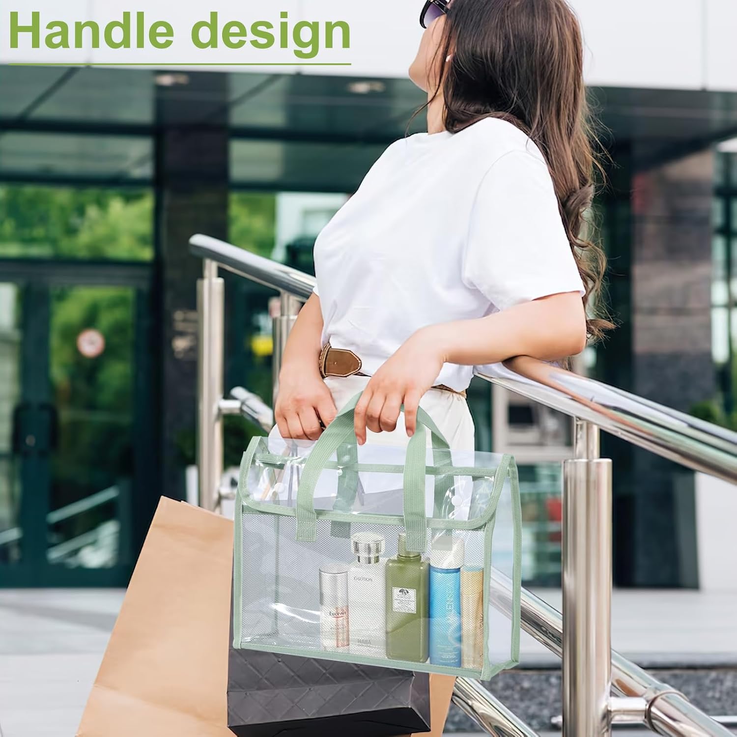 4 Pcs Clear Tote Bag, Large Makeup Bags, Clear PVC Cosmetic Bag Organizer, Multifunction Travel Toiletry Bag for Women, Transparent Beach Tote Bags, Transparent Organizer Storage Bags - Image 6