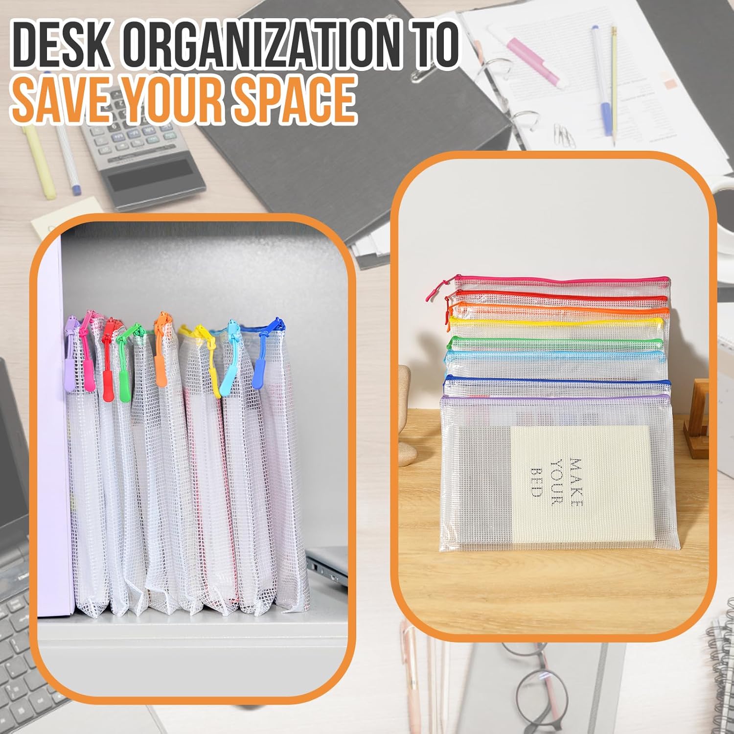 24pcs Mesh Zipper Pouch File Bags Puzzle Storage Bags, A3 17x12 Inches Large Reusable Zipper Pouches for Organizing Classroom Board Game Organization - Image 4