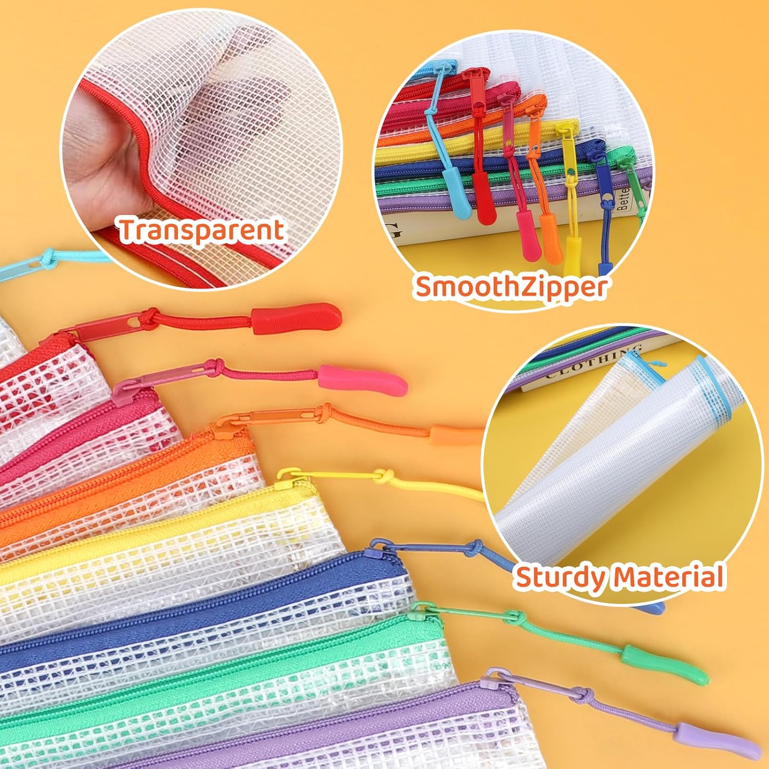 20pcs Mesh Zipper Pouch Bags, Puzzle Bags, A3 17x12 Inches Large Reusable Pouches for Organizing Classroom and Storage, Extra Large Zipper Pouch, Board Game Storage - Image 3