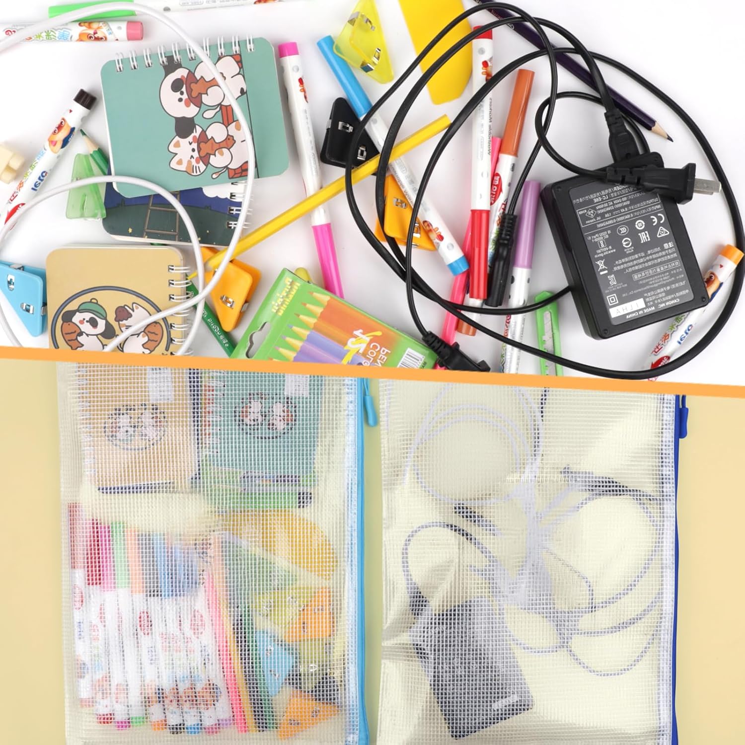 20pcs Mesh Zipper Pouch Bags, Puzzle Bags, A3 17x12 Inches Large Reusable Pouches for Organizing Classroom and Storage, Extra Large Zipper Pouch, Board Game Storage - Image 6