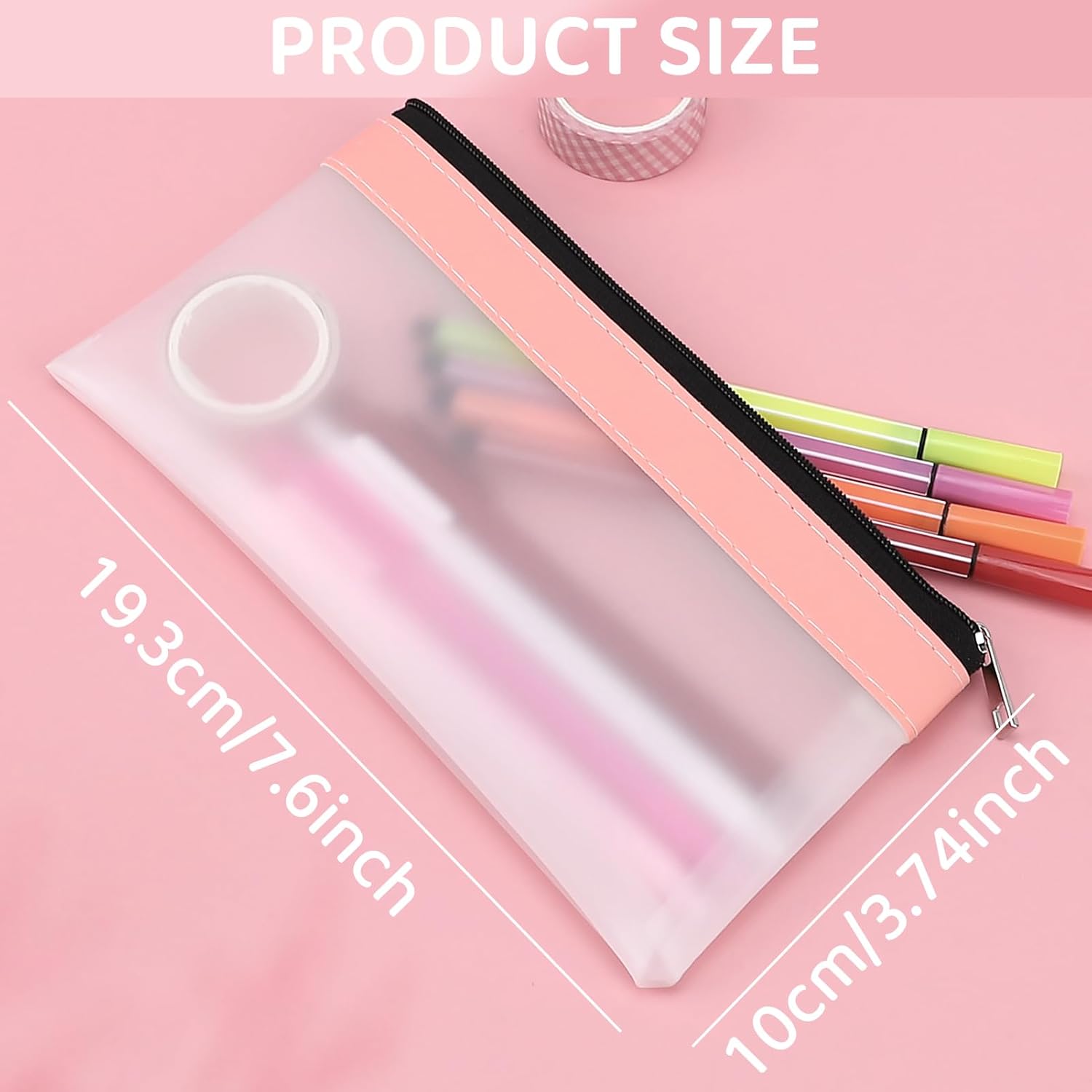 16PCS Clear Pencil Pouch, Pencil Case,Pen Holder with Zipper for Kids, Clear Travel Pouch, Pencil Pouch for Office School Supplies - Image 2