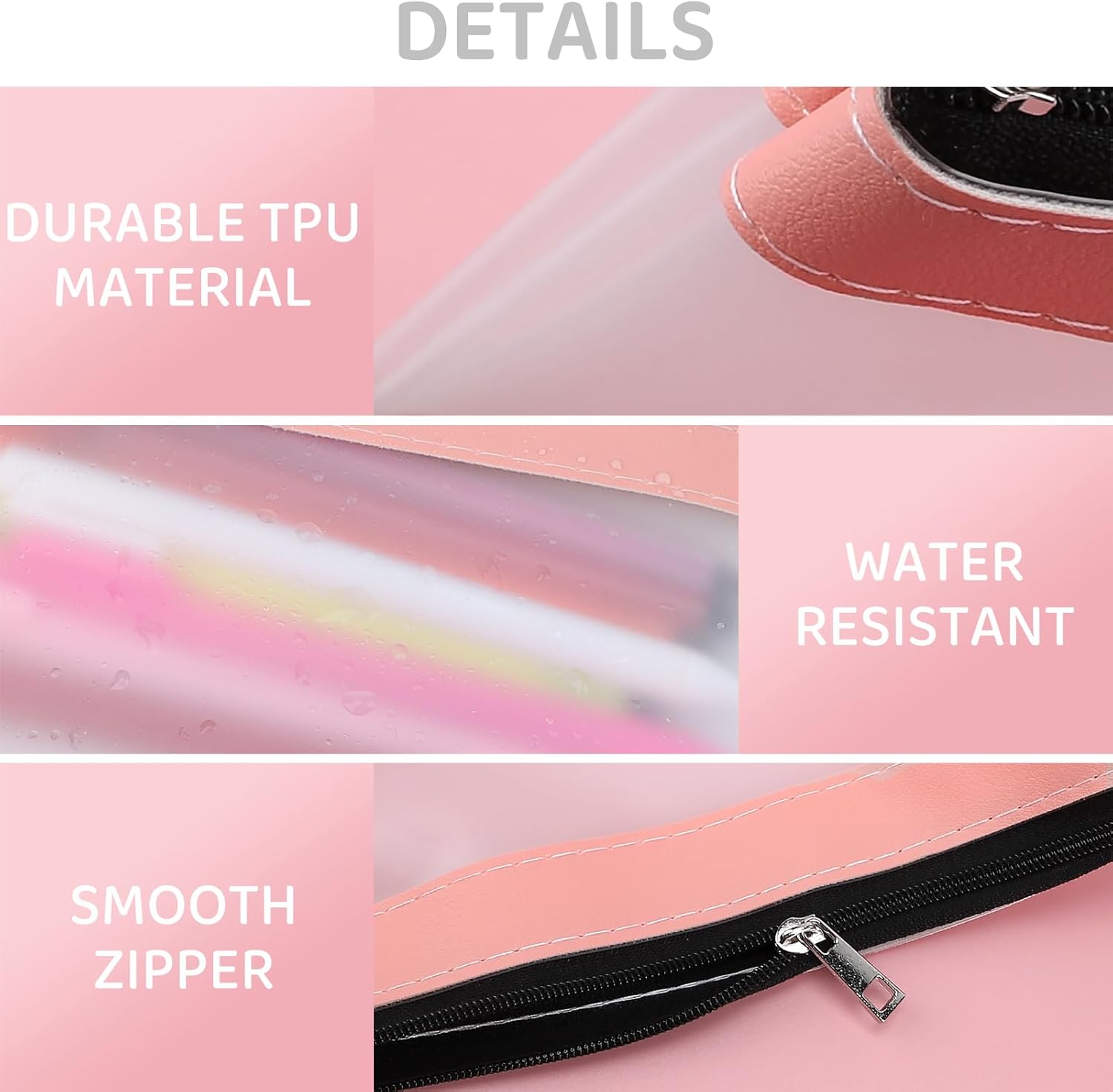 16PCS Clear Pencil Pouch, Pencil Case,Pen Holder with Zipper for Kids, Clear Travel Pouch, Pencil Pouch for Office School Supplies - Image 3