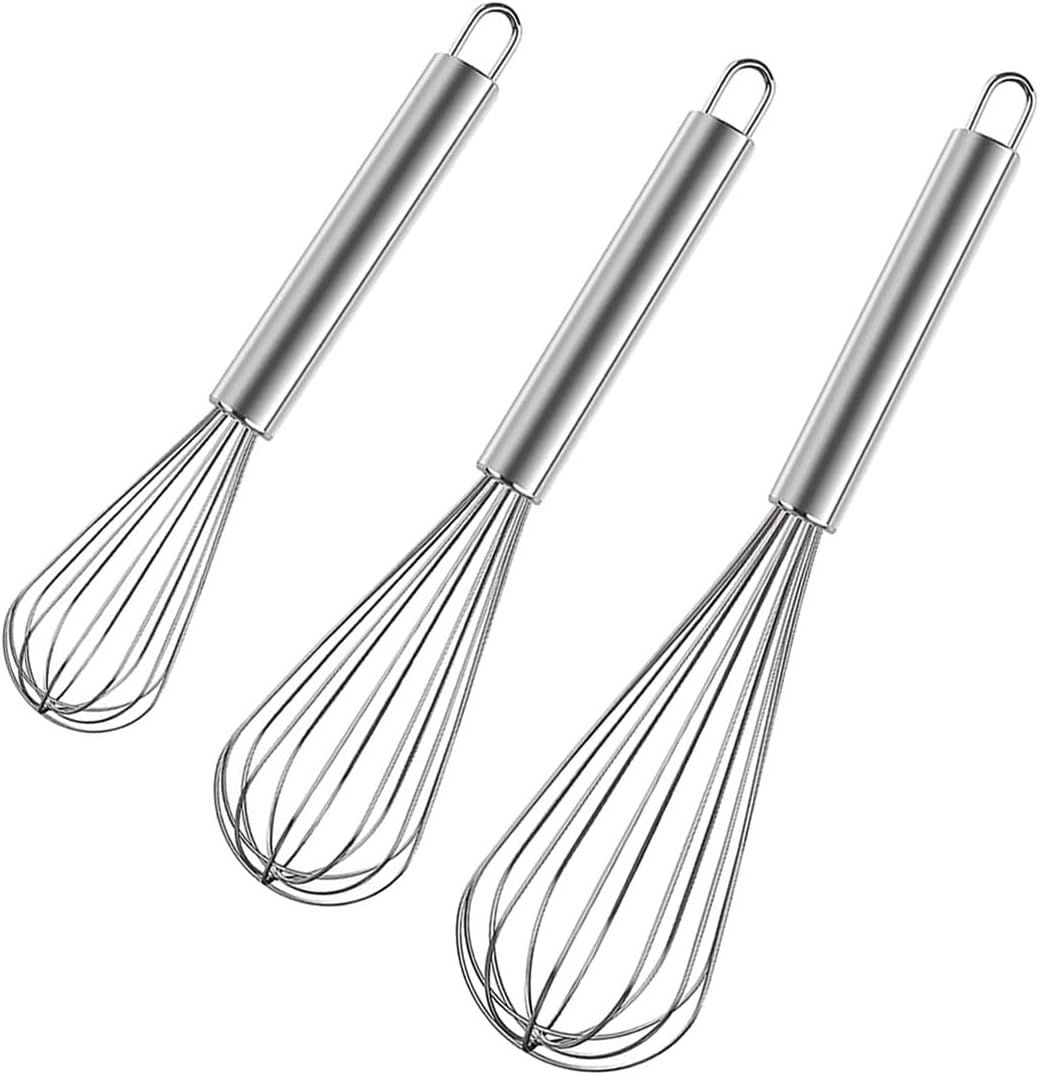 Stainless Steel Whisk Set, 3 Packs Balloon Whisk for Cooking, Whisking, Blending (8