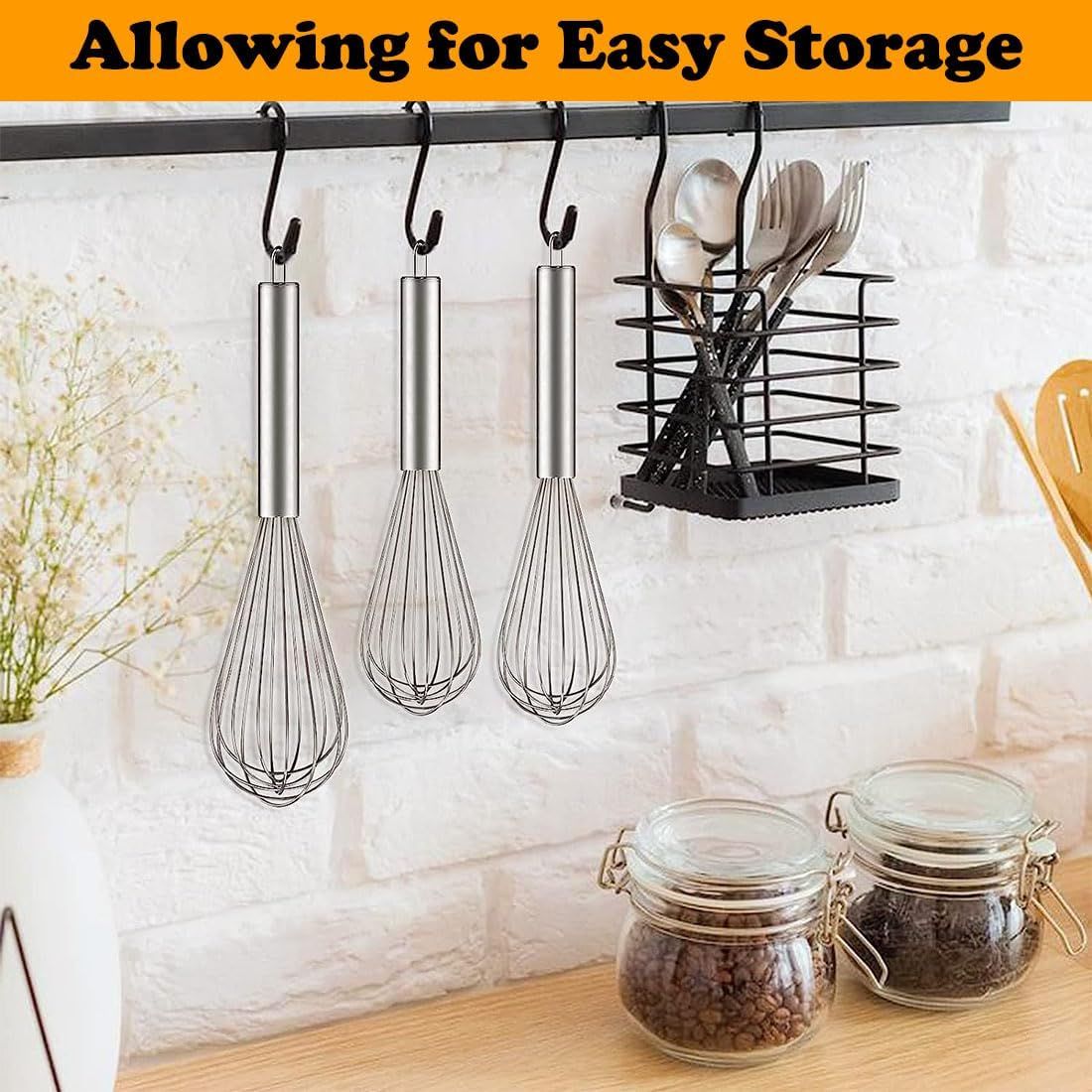 Stainless Steel Whisk Set, 3 Packs Balloon Whisk for Cooking, Whisking, Blending (8