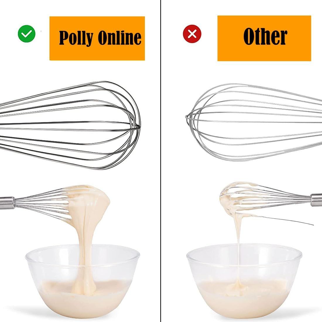 Stainless Steel Whisk Set, 3 Packs Balloon Whisk for Cooking, Whisking, Blending (8