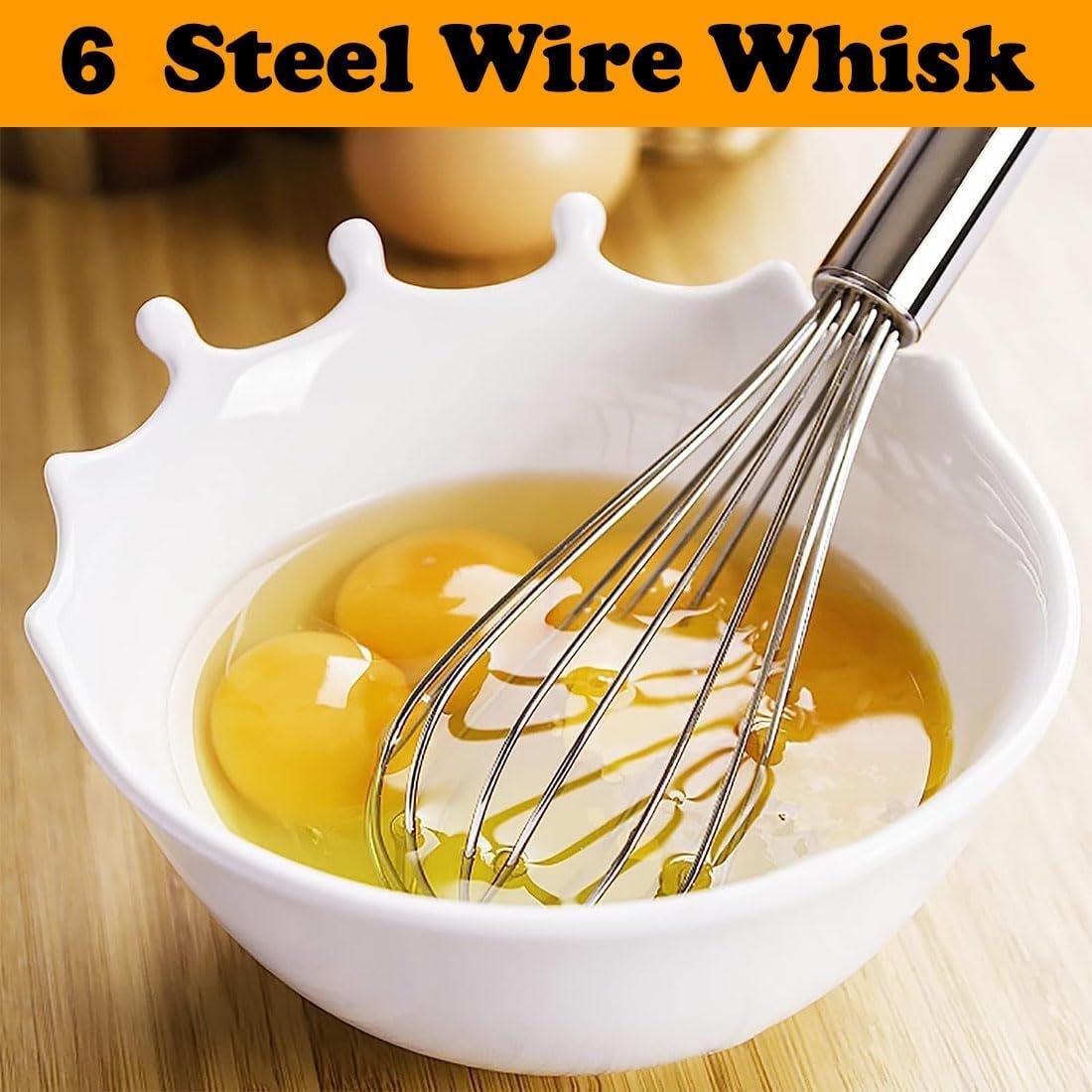 Stainless Steel Whisk Set, 3 Packs Balloon Whisk for Cooking, Whisking, Blending (8
