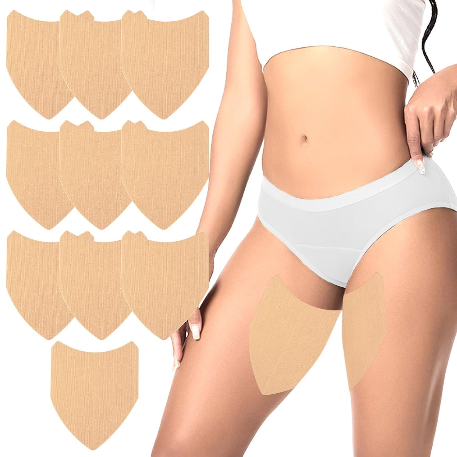 10 Pcs Thigh Friction Pads,Self Adhesive Thigh Supports Anti Chafing Tape for Women Thigh - Image 1