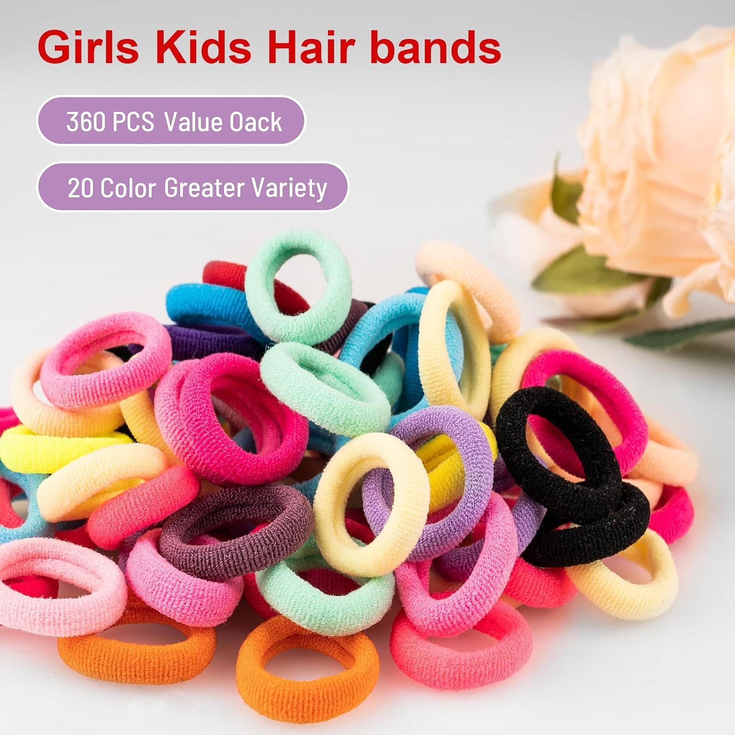 360 Pcs Baby Hair Ties, Small No Damage Elastic Hair Bands for Toddlers, Little Girls and Kids, Soft Ponytail Holders, Baby Hair Accessories(20 Colors) - Image 5
