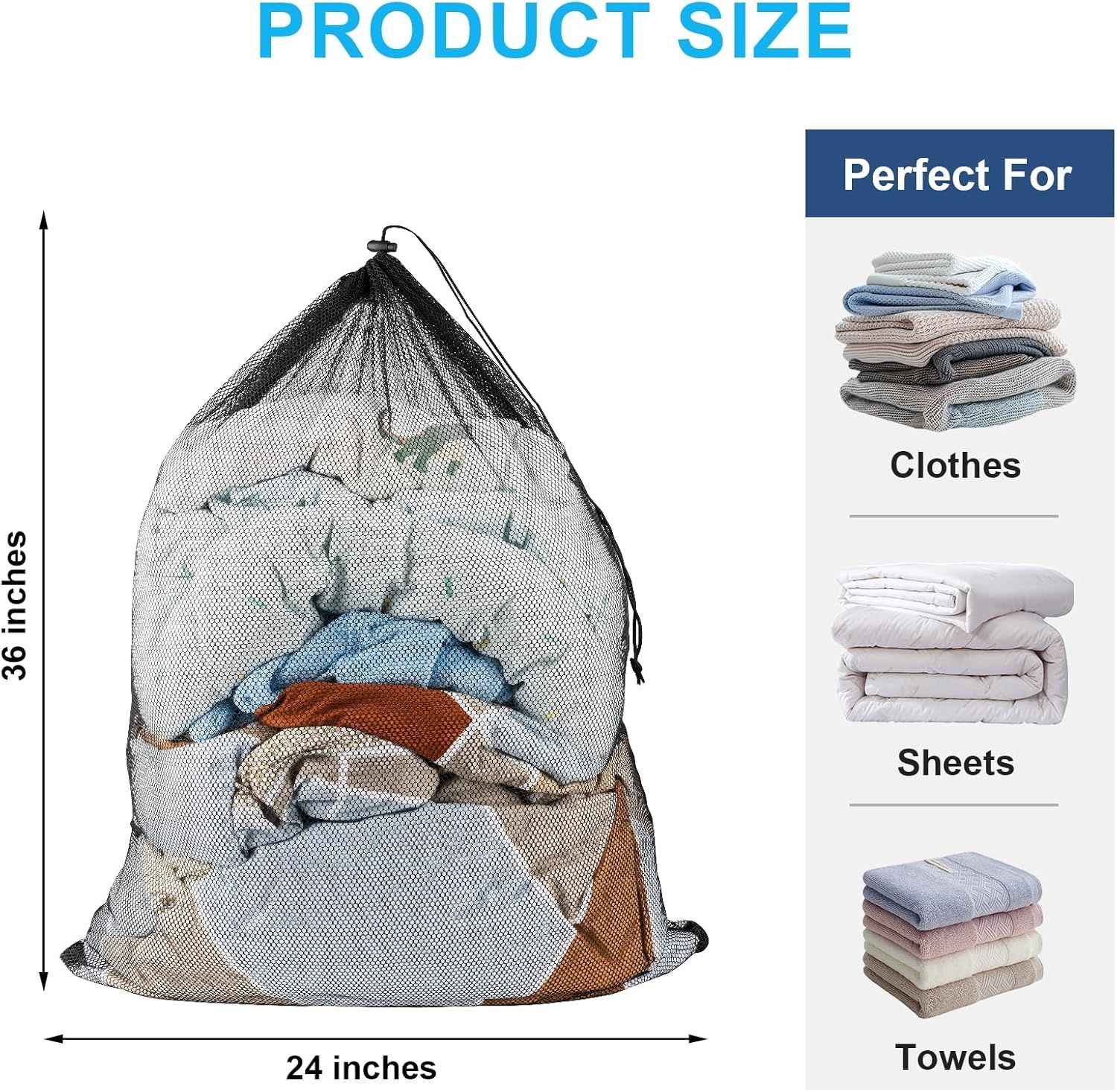 2 Pack Large Mesh Laundry Bags, 24