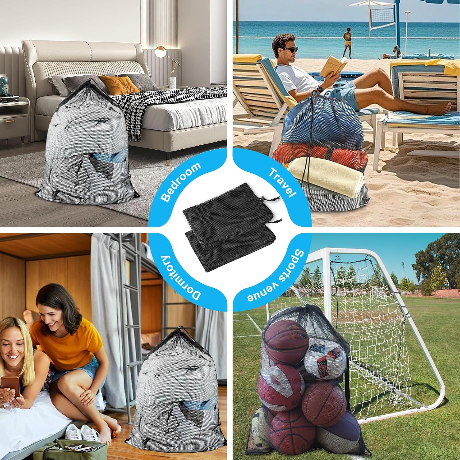 2 Pack Large Mesh Laundry Bags, 24
