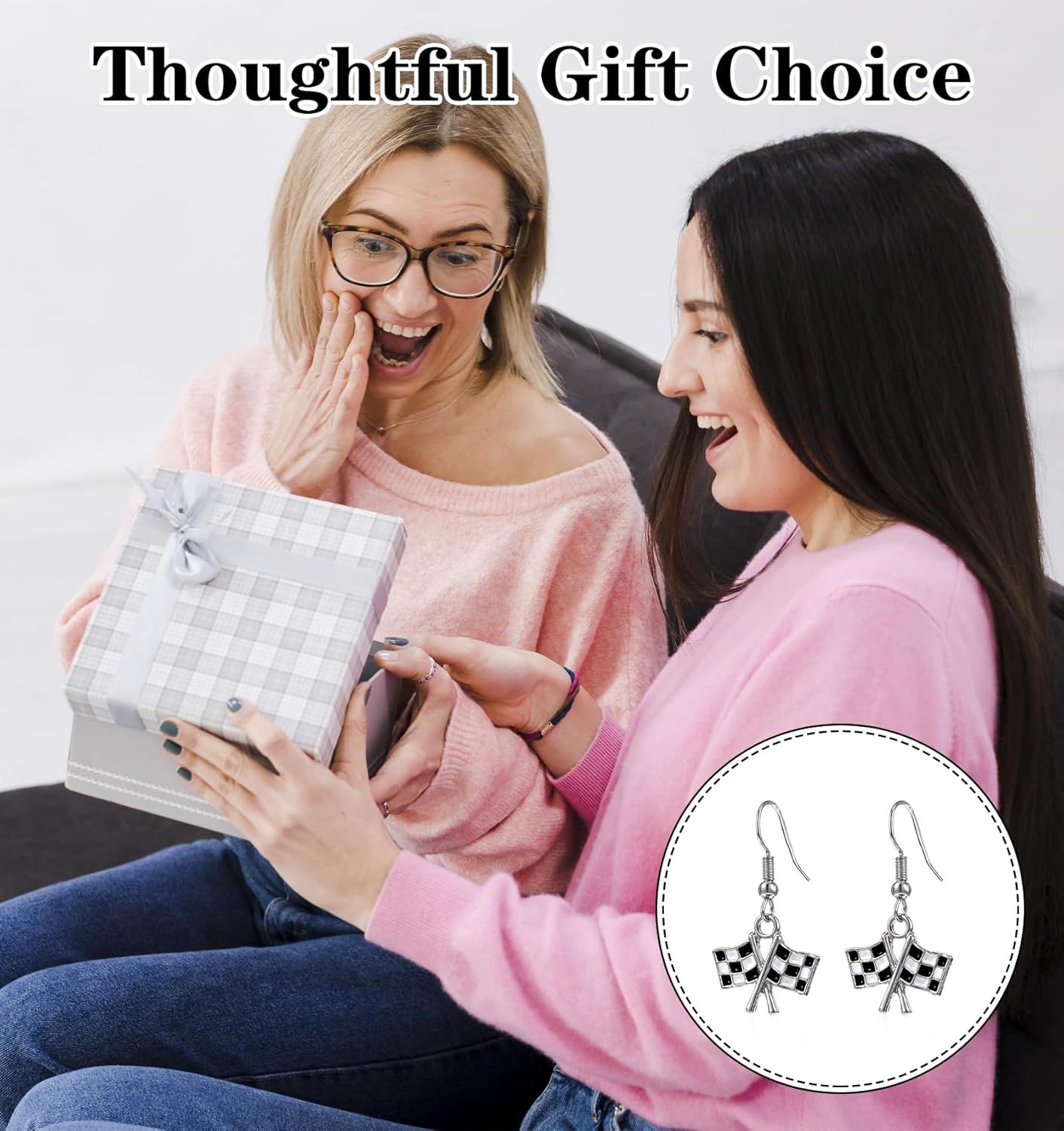 Checkered Flag Earrings,  2 Pairs Checkered Flag Earrings for Women Black and White Race Charm Dangle Earrings Ideal for Women Racing Fans and Race Day Accessories - Image 7