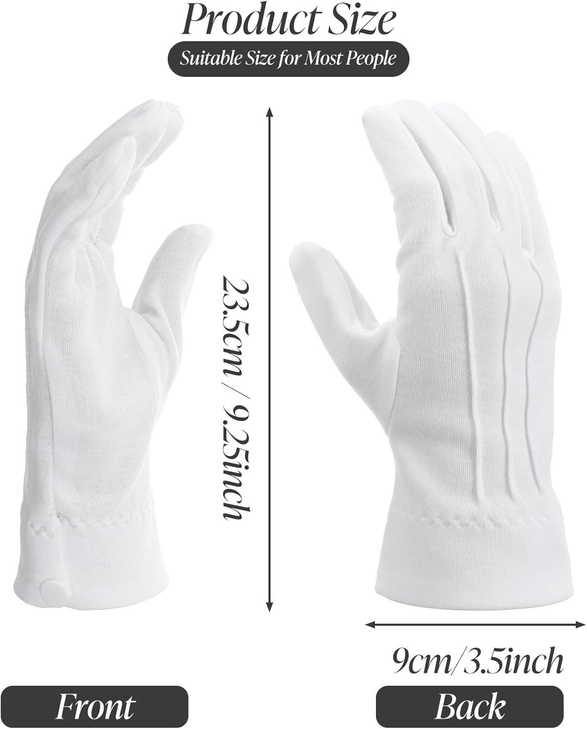 2 Pair White Gloves Men, White Cotton Gloves Santa Butler Marching Band Costume for Men, Perfect for Magician Parties, Christmas Costume, and Butler Band Dress-Up, 4Pcs - Image 2