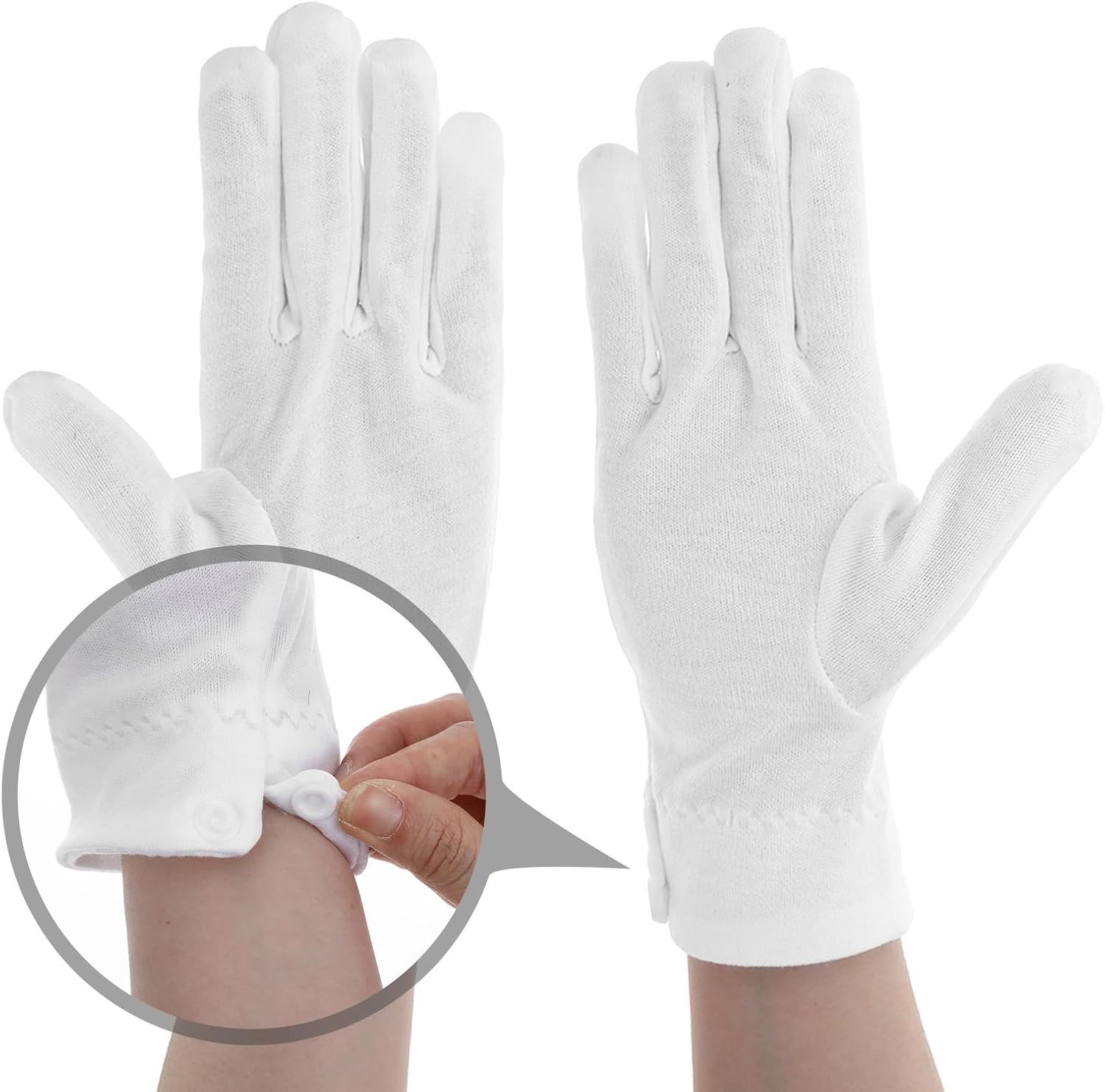 2 Pair White Gloves Men, White Cotton Gloves Santa Butler Marching Band Costume for Men, Perfect for Magician Parties, Christmas Costume, and Butler Band Dress-Up, 4Pcs - Image 4