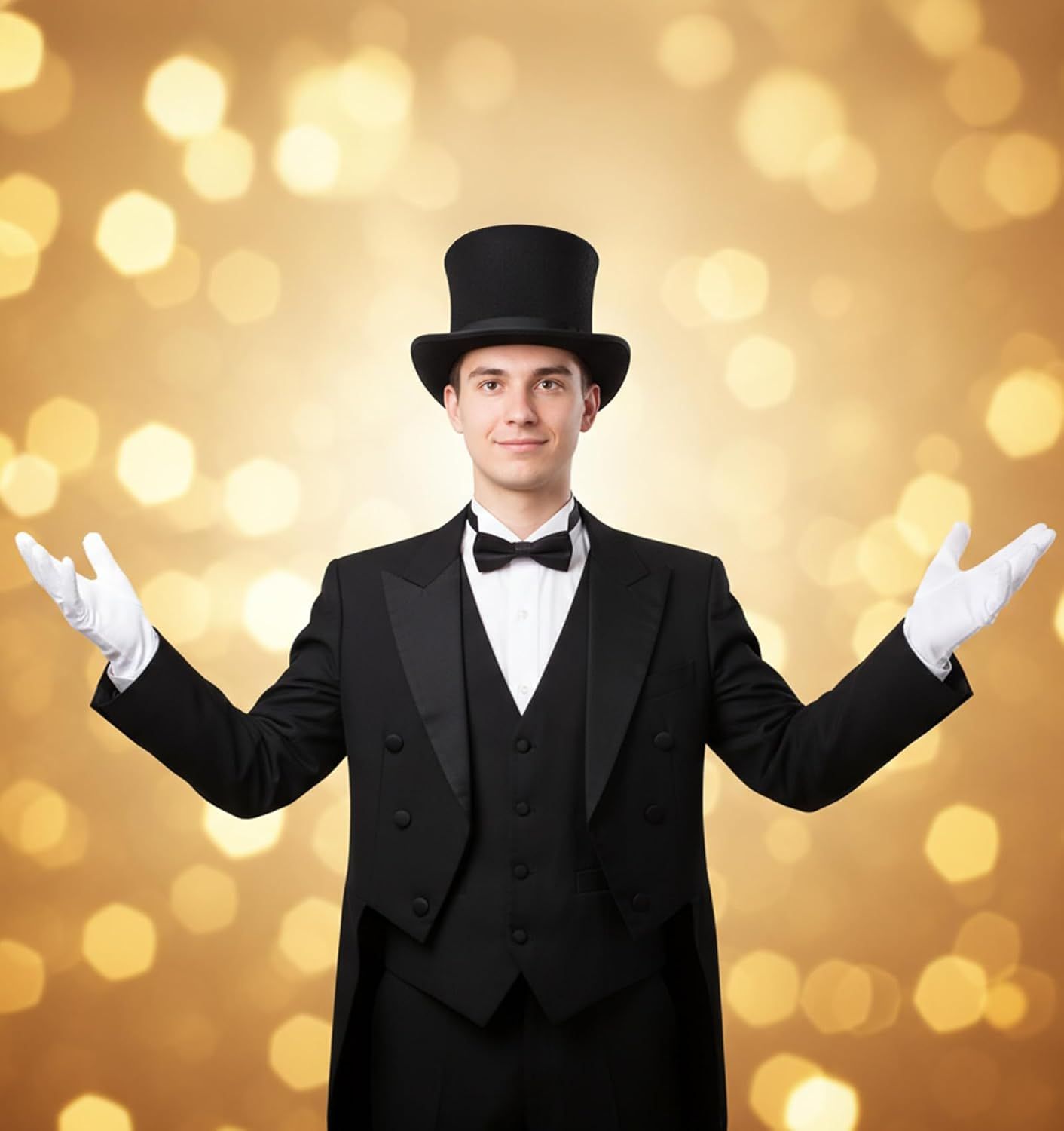 2 Pair White Gloves Men, White Cotton Gloves Santa Butler Marching Band Costume for Men, Perfect for Magician Parties, Christmas Costume, and Butler Band Dress-Up, 4Pcs - Image 8