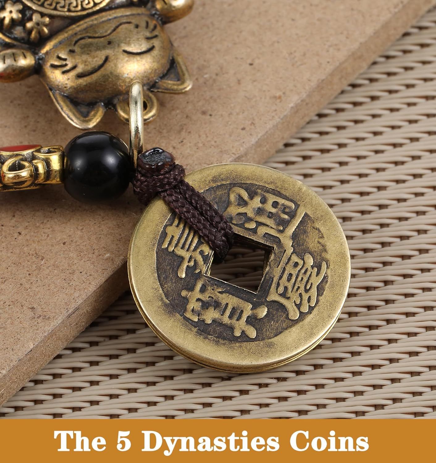 Lucky Cat Keychain, with Five Emperors Money Feng Shui Coins, Maneki Neko Good Luck Charms Lucky Tassel, Chinese Style Good Luck Charms - Image 6