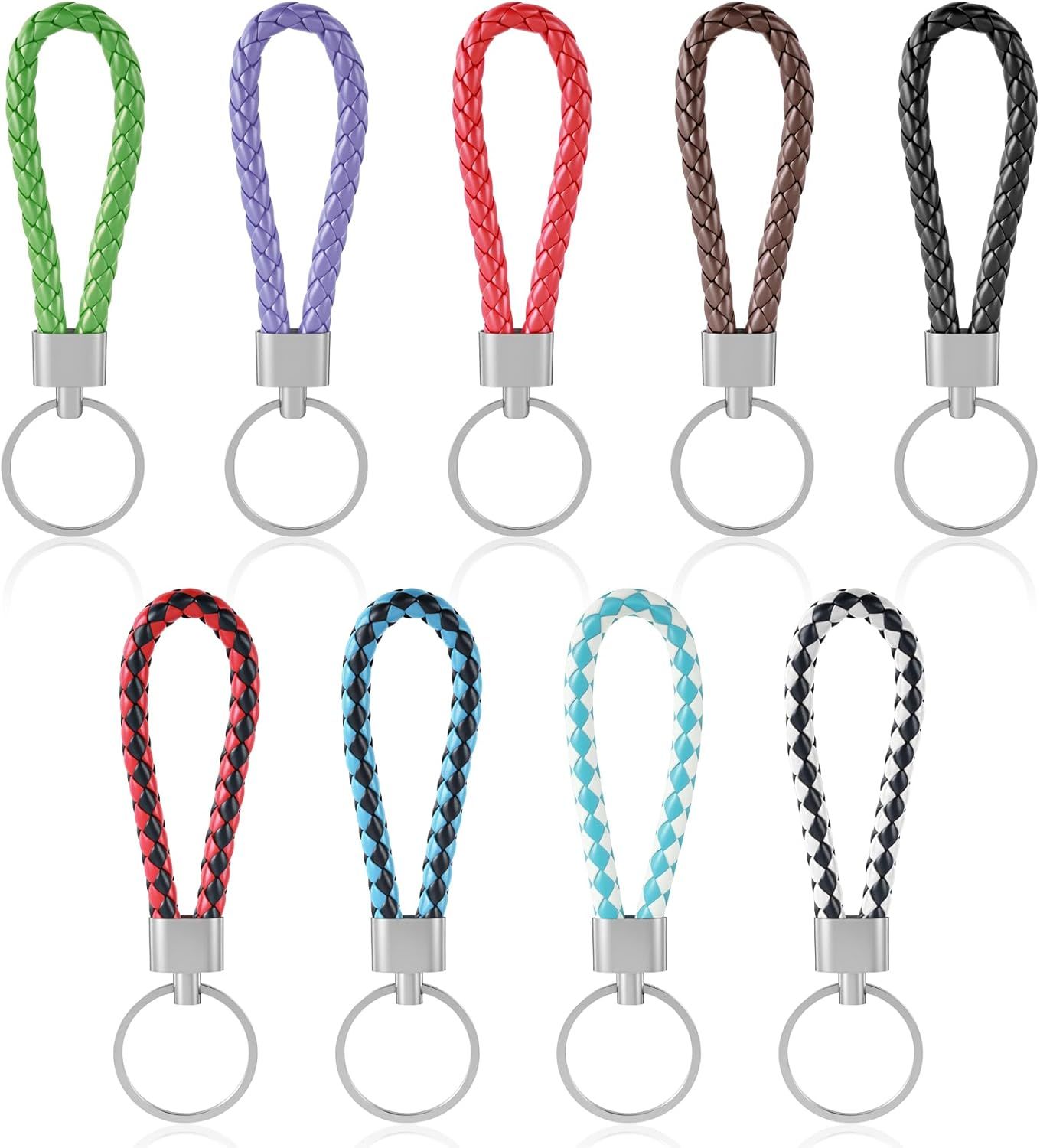 9 Pcs Braided Keychain, Small Key Chain Handwoven for Car Keys, Elegant Accessories for Men and Women, Perfect Birthday and Christmas Gifts - Image 1