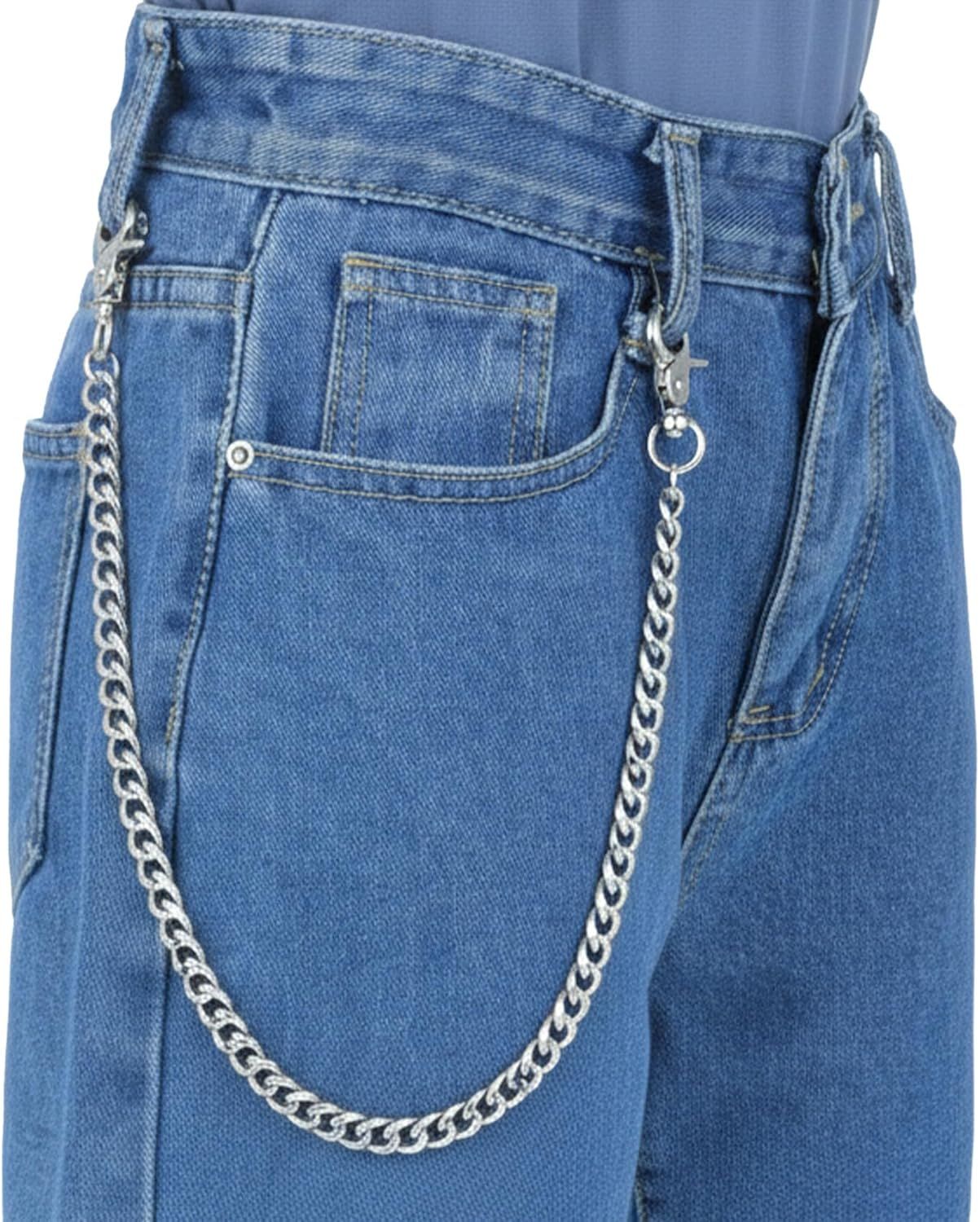 Pants Chain, Silver Durable Pants Chain Belt Wallet Chains for Men & Women Heavy Duty Metal Biker Clothing Jeans Chains Perfect for Jeans, Hip-Hop Punk Style Accessories - Image 1
