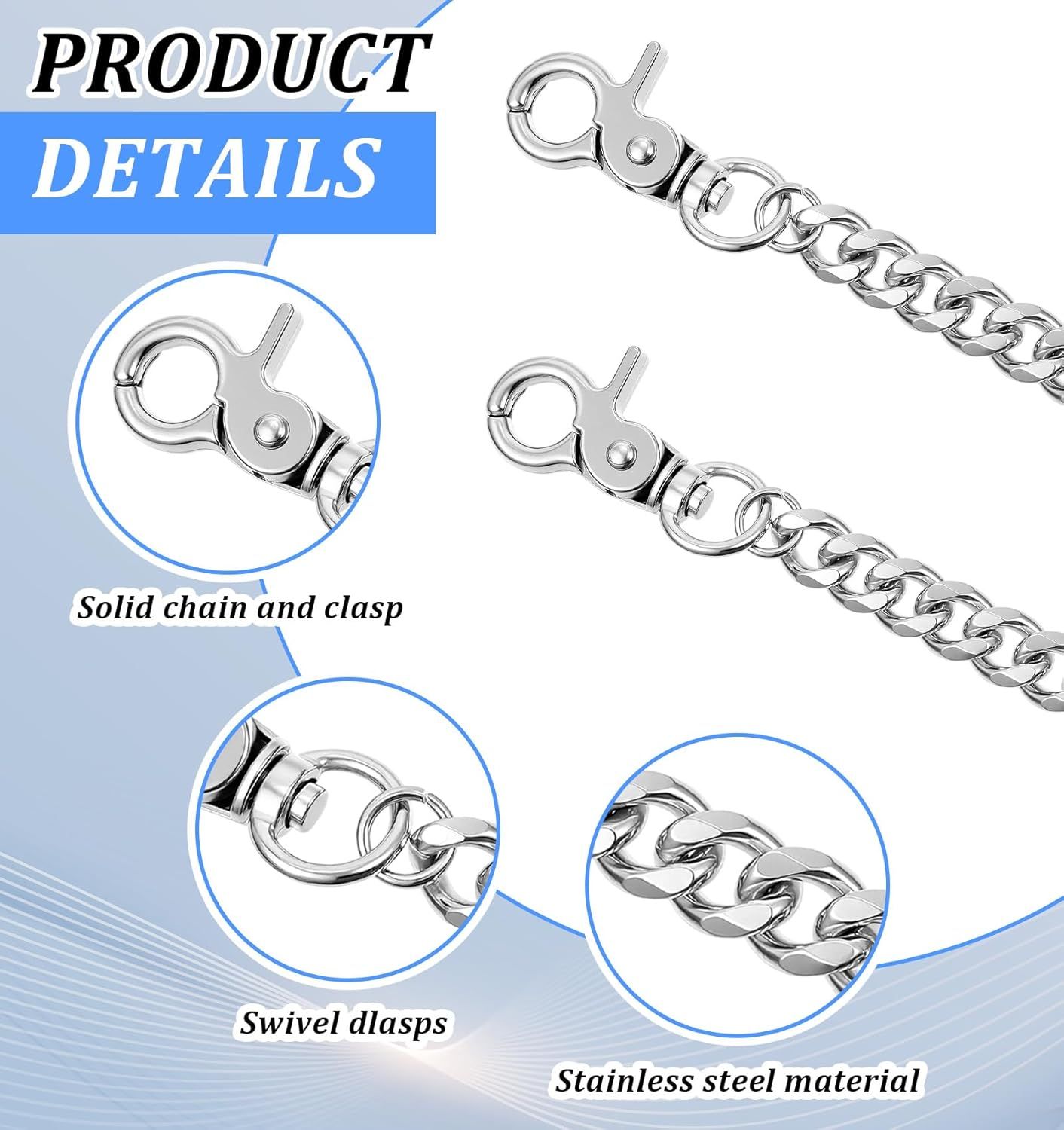 Pants Chain, Silver Durable Pants Chain Belt Wallet Chains for Men & Women Heavy Duty Metal Biker Clothing Jeans Chains Perfect for Jeans, Hip-Hop Punk Style Accessories - Image 3
