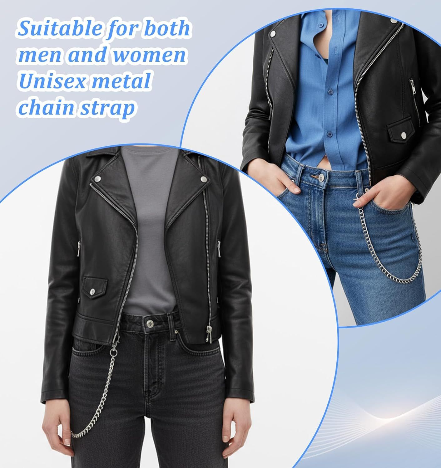 Pants Chain, Silver Durable Pants Chain Belt Wallet Chains for Men & Women Heavy Duty Metal Biker Clothing Jeans Chains Perfect for Jeans, Hip-Hop Punk Style Accessories - Image 6