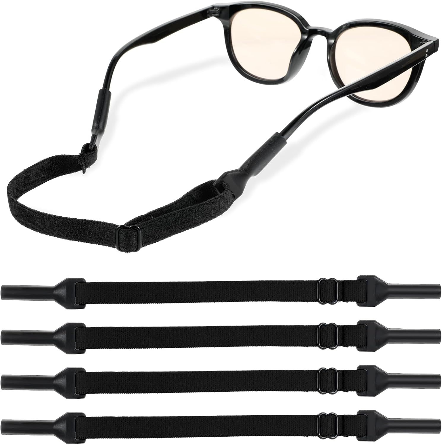 4 Pack Athletic Straps for Glasses, Adjustable Glasses Strap for Sports, Anti-Slip Pilotfish Glass Straps for Eyeglasses & Sunglasses, 8.5-12.5 Inch, Running, Cycling & Daily Use - Image 1