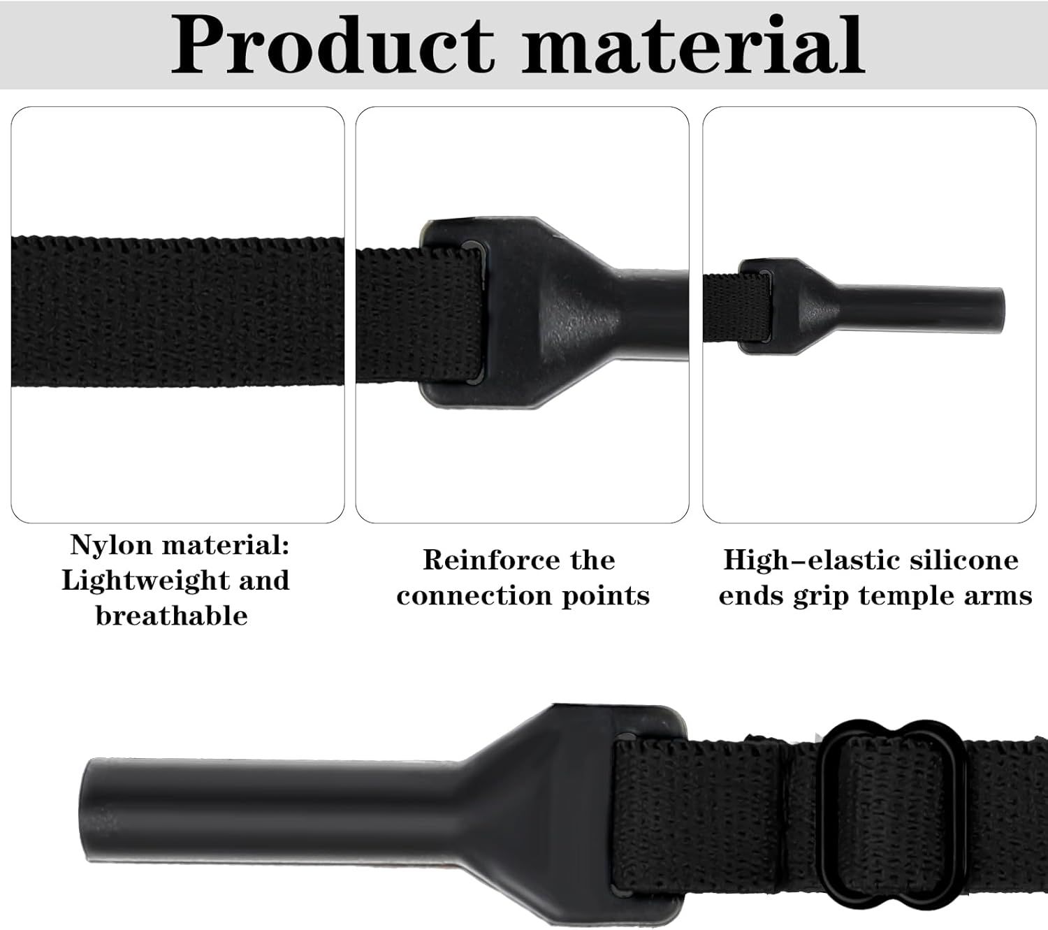 4 Pack Athletic Straps for Glasses, Adjustable Glasses Strap for Sports, Anti-Slip Pilotfish Glass Straps for Eyeglasses & Sunglasses, 8.5-12.5 Inch, Running, Cycling & Daily Use - Image 3