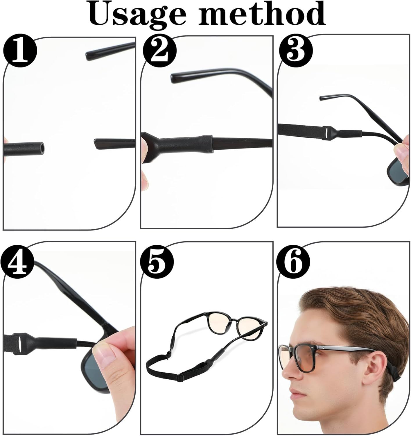 4 Pack Athletic Straps for Glasses, Adjustable Glasses Strap for Sports, Anti-Slip Pilotfish Glass Straps for Eyeglasses & Sunglasses, 8.5-12.5 Inch, Running, Cycling & Daily Use - Image 4