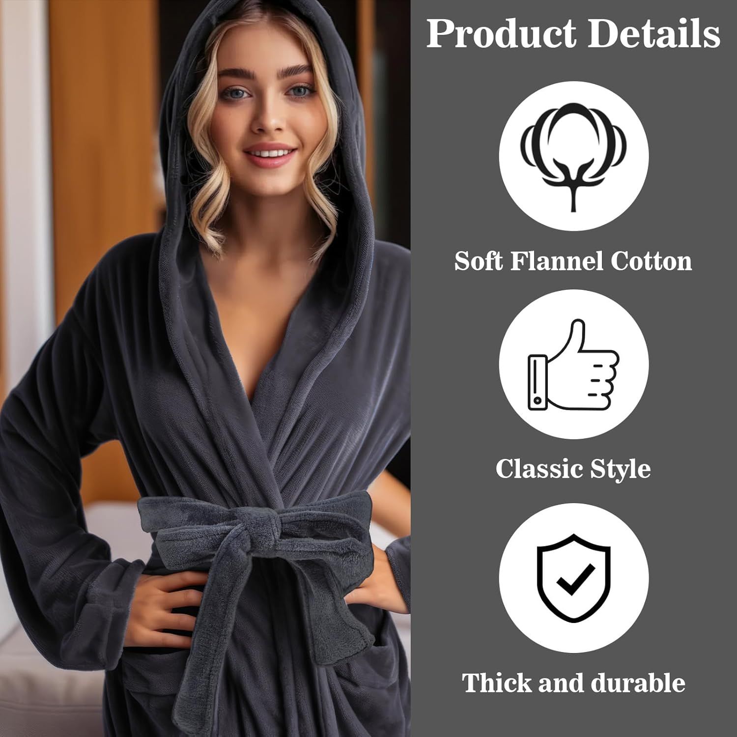 67 Inch Robe Tie Replacement, Reusable & Easy to Clean Robe Belt Replacement for Travel Hotel Home Women Men (Dark Gray) - Image 3