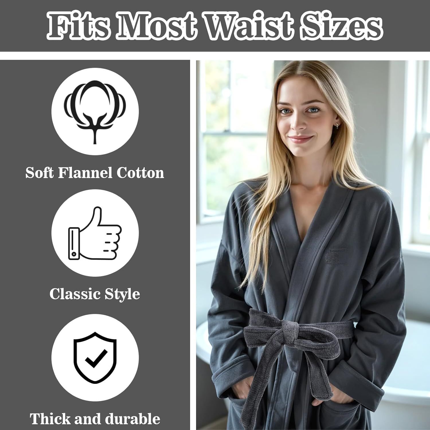 67 Inch Robe Tie Replacement, Reusable & Easy to Clean Robe Belt Replacement for Travel Hotel Home Women Men (Dark Gray) - Image 7
