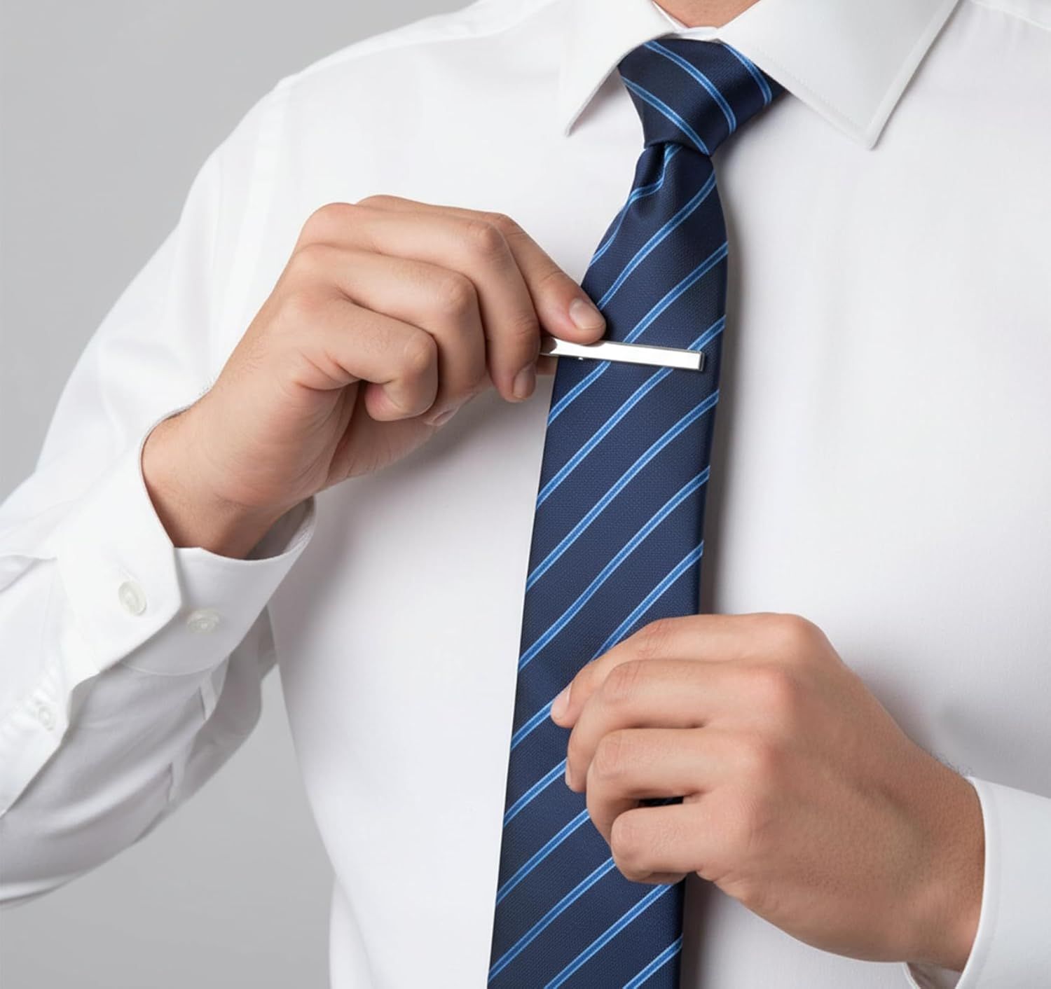 3 Pack Tie Bar Silver, Silver Tie Clip for Men Stainless Steel Necktie Bars, Anti-Slip Grip for Office Wedding Party - Image 3