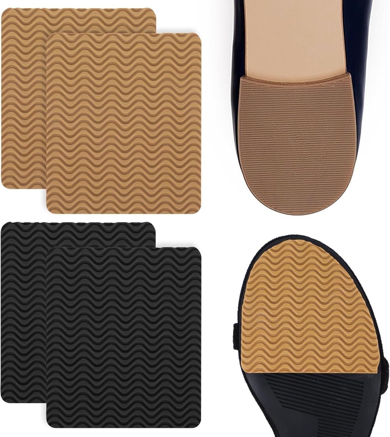 Boot Heel Replacement - Shoe Heel Pads 4-Pack, Anti Slip Shoe Heels Repair Kit with Adhesive Cushion Stickers for Leather Shoes Women Men (2 Colors) - Image 1