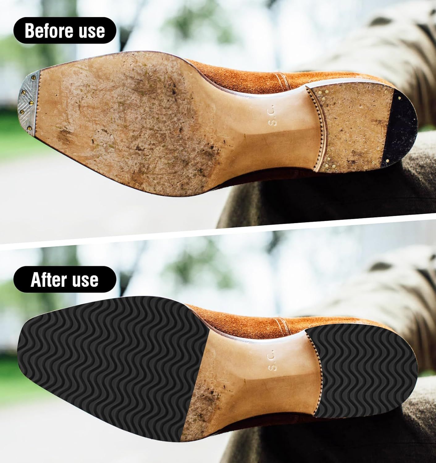 Boot Heel Replacement - Shoe Heel Pads 4-Pack, Anti Slip Shoe Heels Repair Kit with Adhesive Cushion Stickers for Leather Shoes Women Men (2 Colors) - Image 6