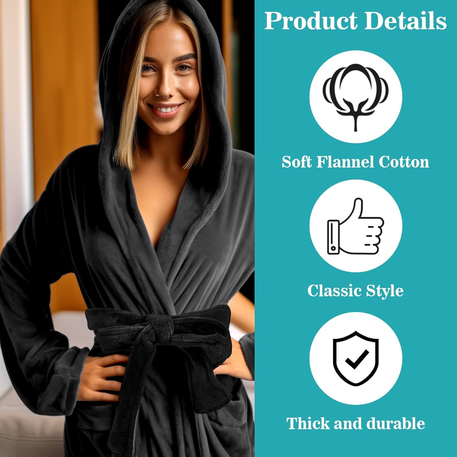Robe Belt, Reusable Robe Tie, Soft Adjustable Design & Machine Washable for Bathrobe, Hotel & Home Use, (Black, 66.9