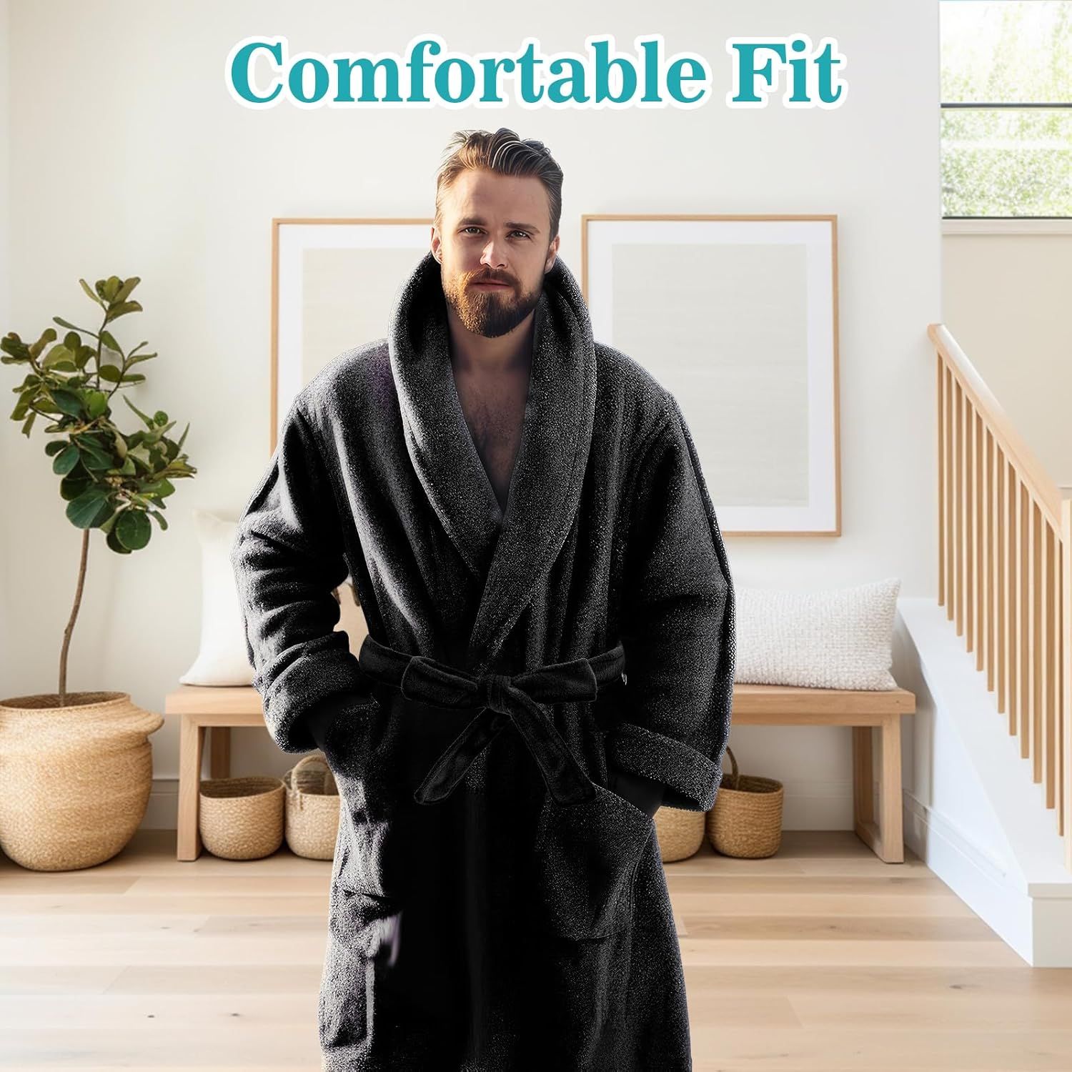 Robe Belt, Reusable Robe Tie, Soft Adjustable Design & Machine Washable for Bathrobe, Hotel & Home Use, (Black, 66.9