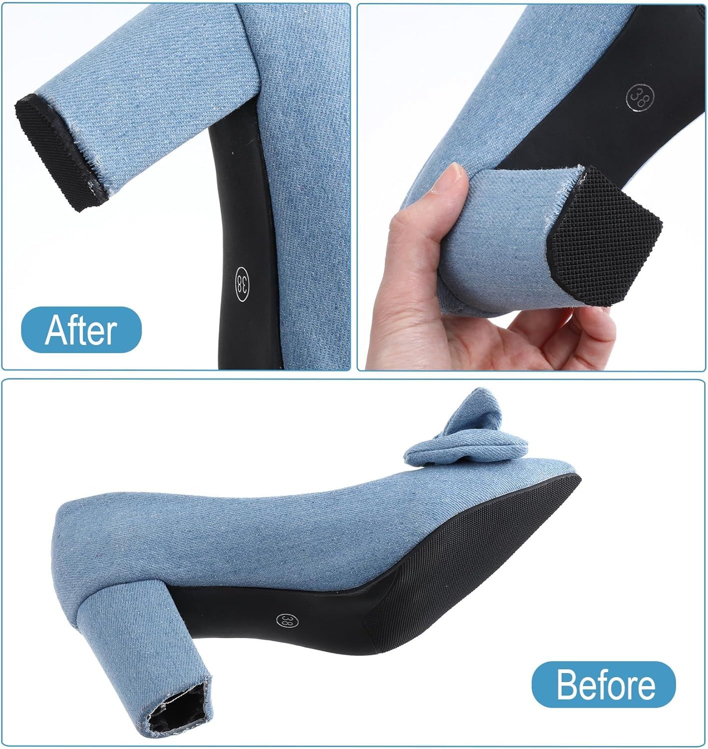 4PCS Shoe Repair Kit Heel, 3.8 * 3.4 Inch Shoe Heel Repair for Boots Suitable for Men Women Boot Shoes (Black) - Image 3
