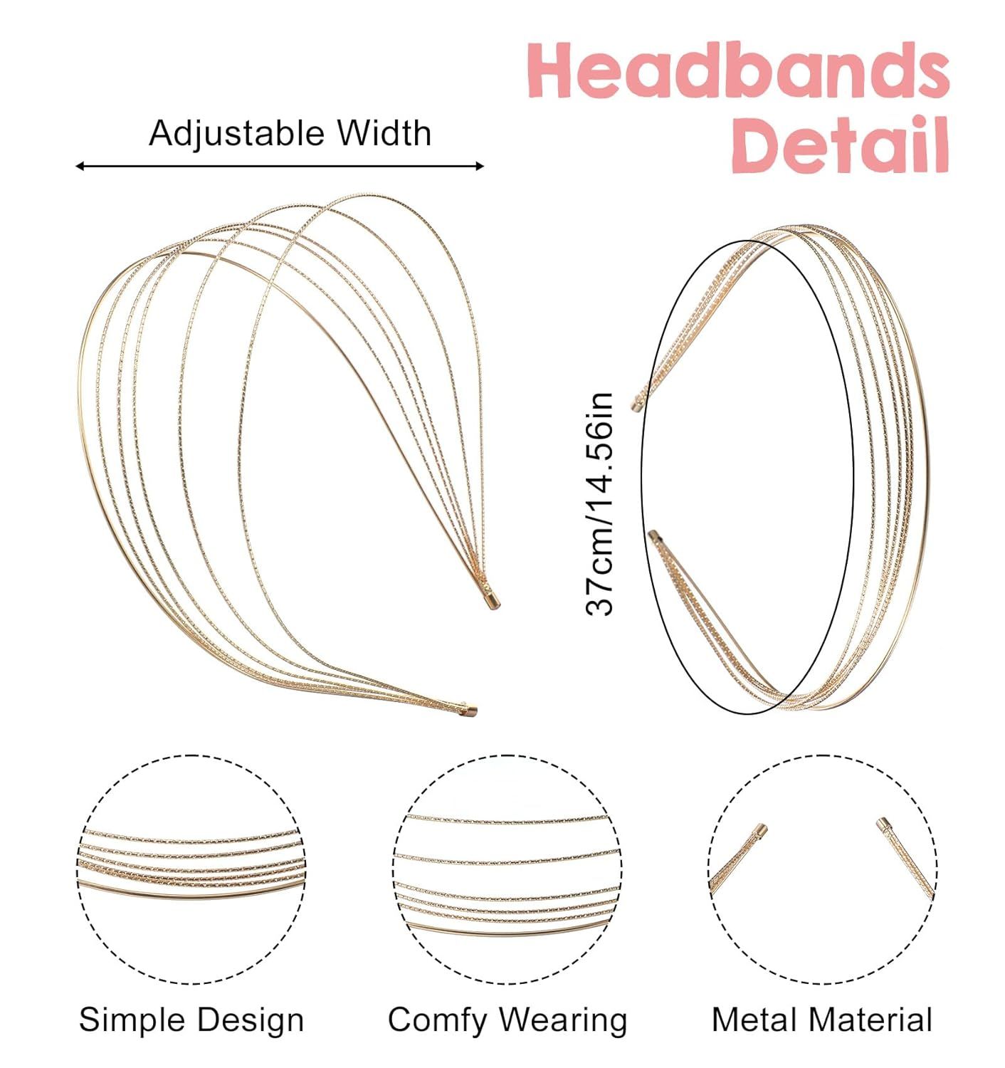 2Pcs Metal Headbands for Women, Silver & Gold Thin Metal Headbands for Women Multi Layers Double Headband, Trendy Layered Design Perfect for Parties & Daily Wear - Image 2