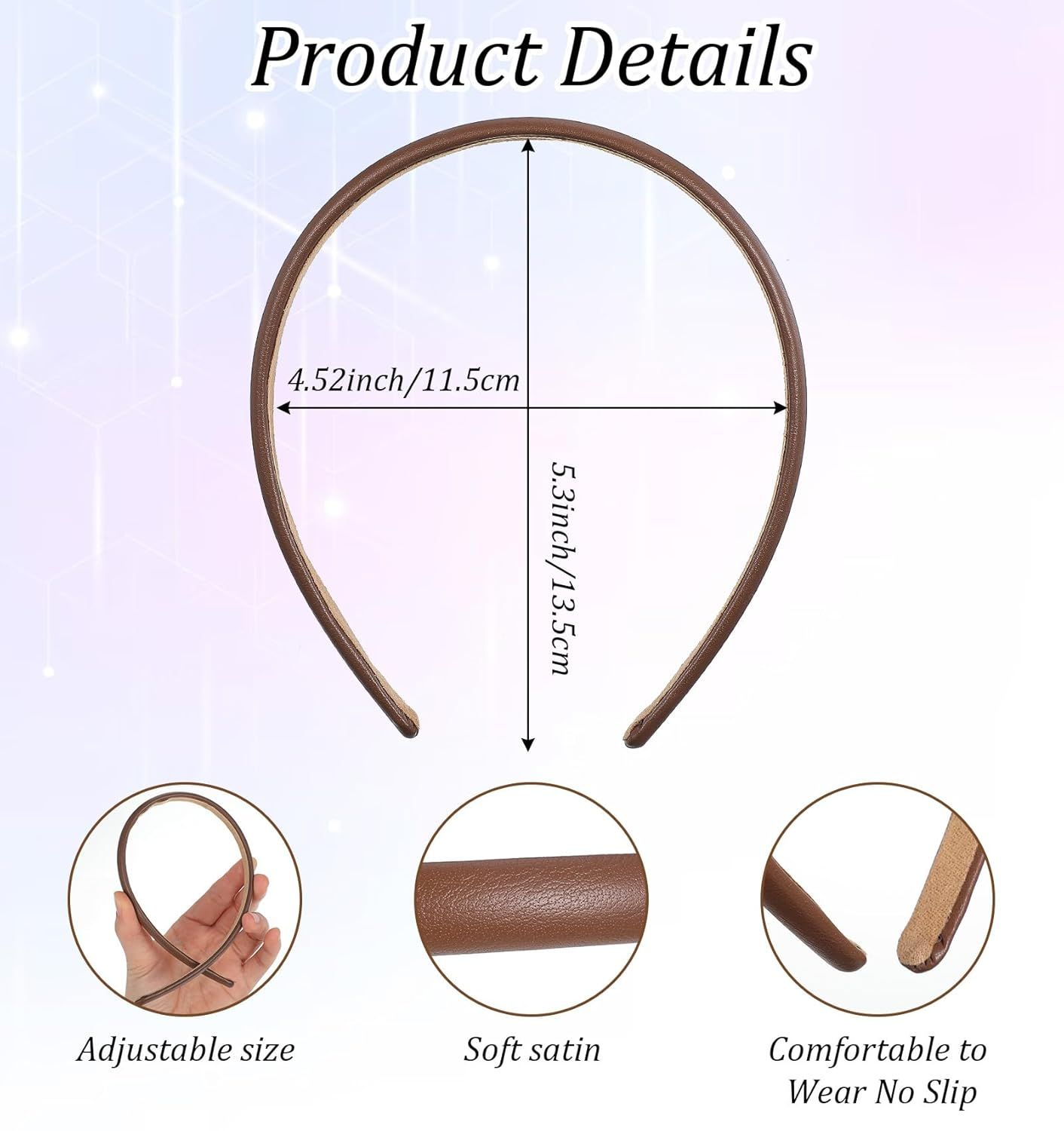 4Pcs Skinny Leather Headbands for Women, Skinny Headbands for Women Non Slip Suitable for Casual Office and Stylish Daily Wear - Image 3