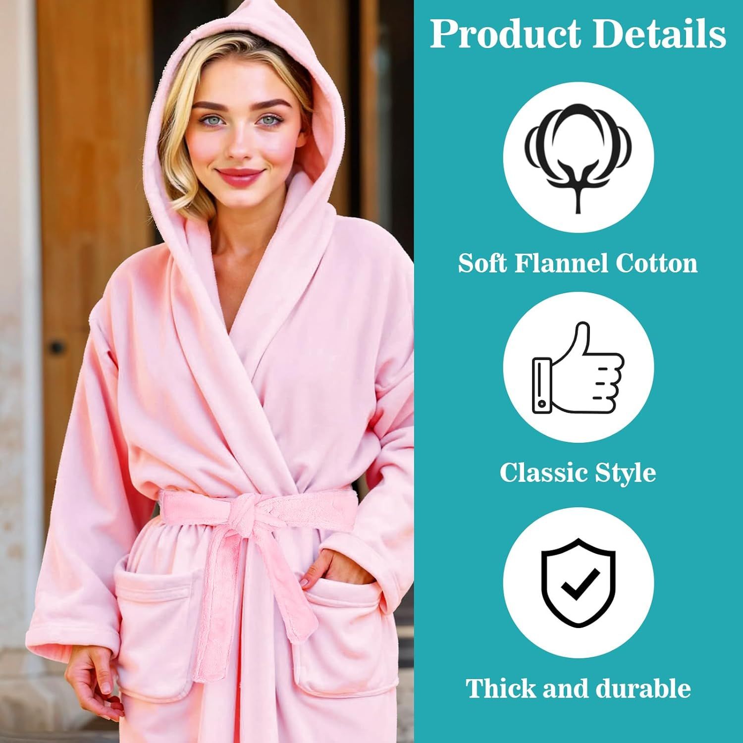 Reusable Robe Belt, 66.9 in Robe Tie for Unisex, Travel Home Hotel Spa, Sleep, (Pink, Adjustable) - Image 3