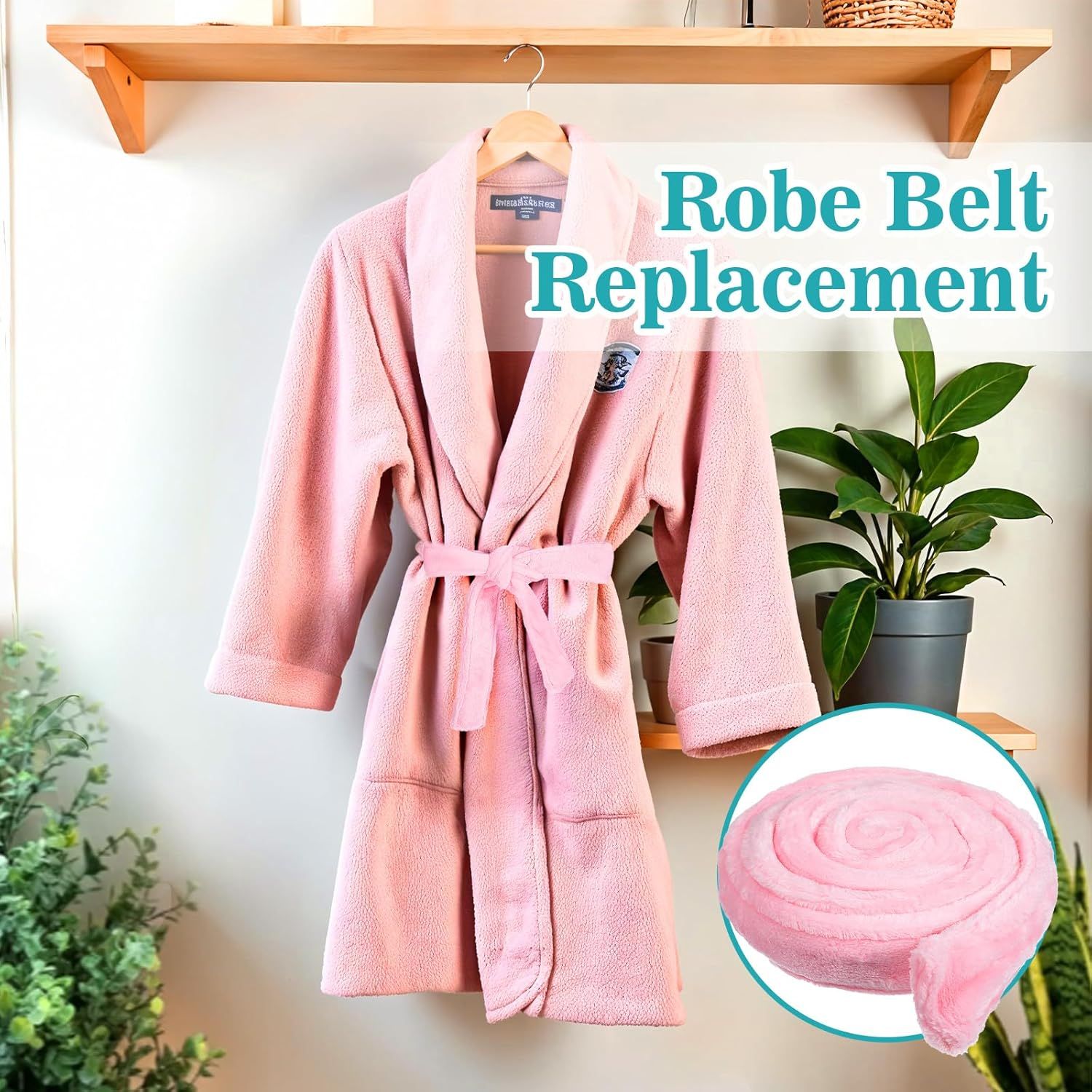 Reusable Robe Belt, 66.9 in Robe Tie for Unisex, Travel Home Hotel Spa, Sleep, (Pink, Adjustable) - Image 5