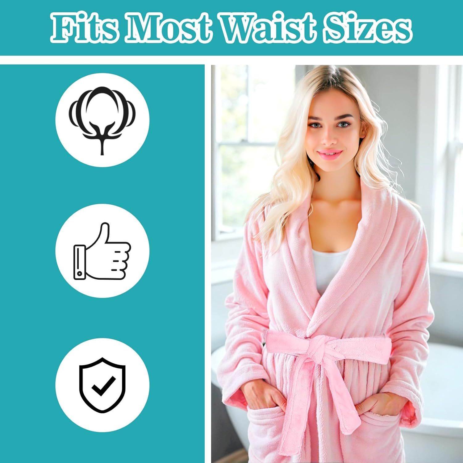 Reusable Robe Belt, 66.9 in Robe Tie for Unisex, Travel Home Hotel Spa, Sleep, (Pink, Adjustable) - Image 6