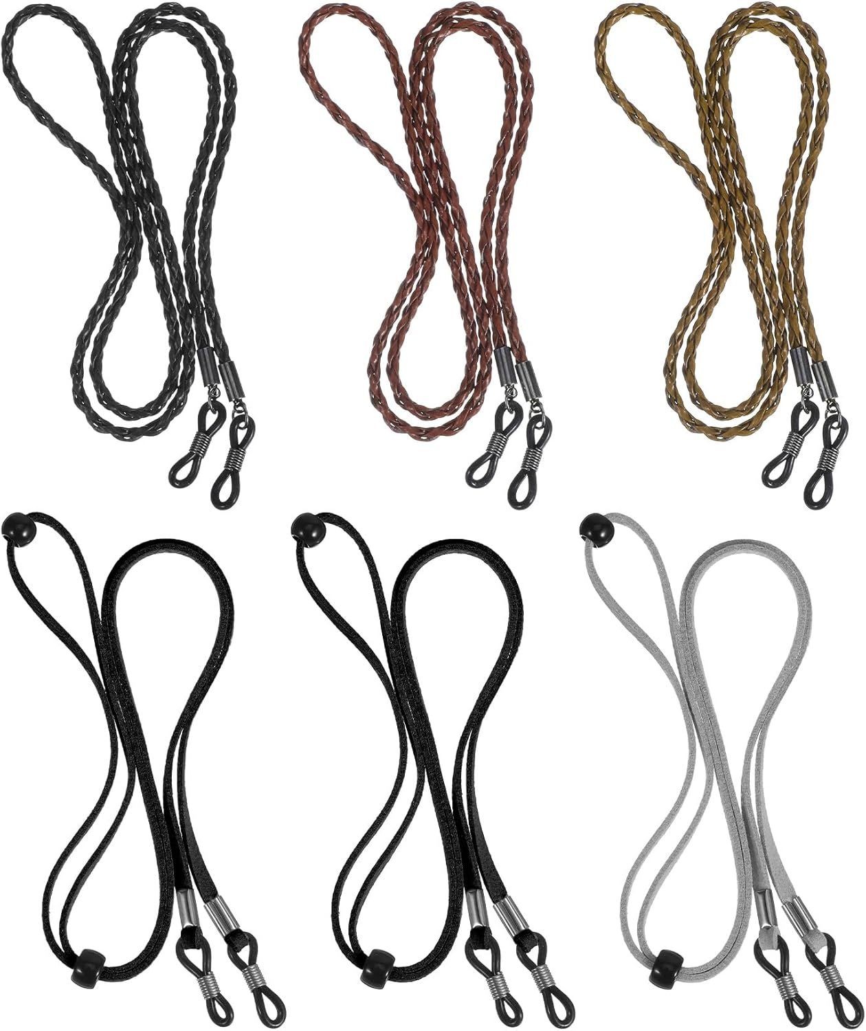 6Pcs Glasses Strings, Leather Eyeglass lanyard for Women Men, Multicolor Eye Glass Holder Around Neck, Eyewear Retainer Strings for Glasses Reading Sunglasses - Image 2