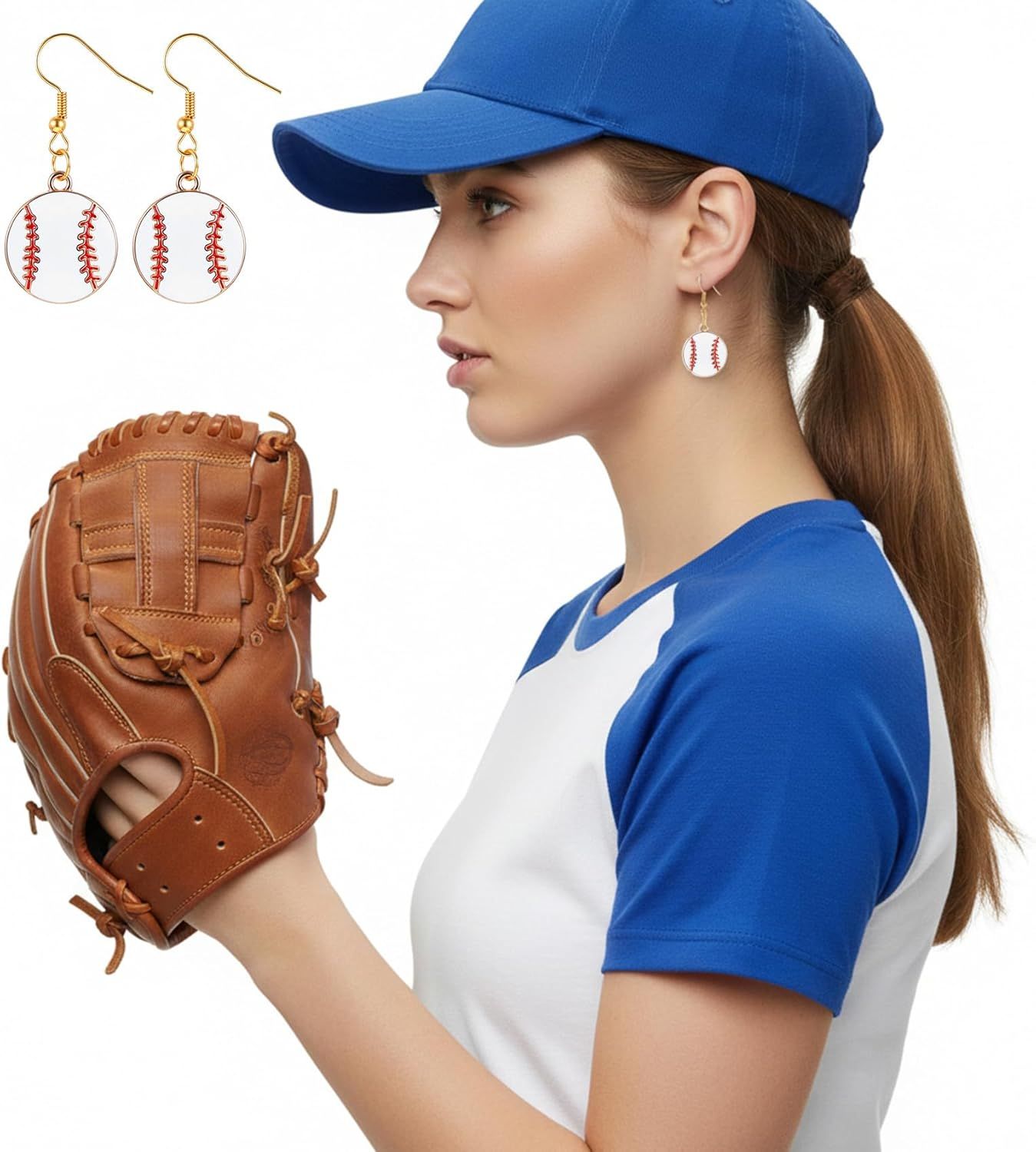 Baseball Earrings, Dangle Baseball Earrings for Women, Sports Jewelry Softball Player Gift (White, Yellow and Red) - Image 3