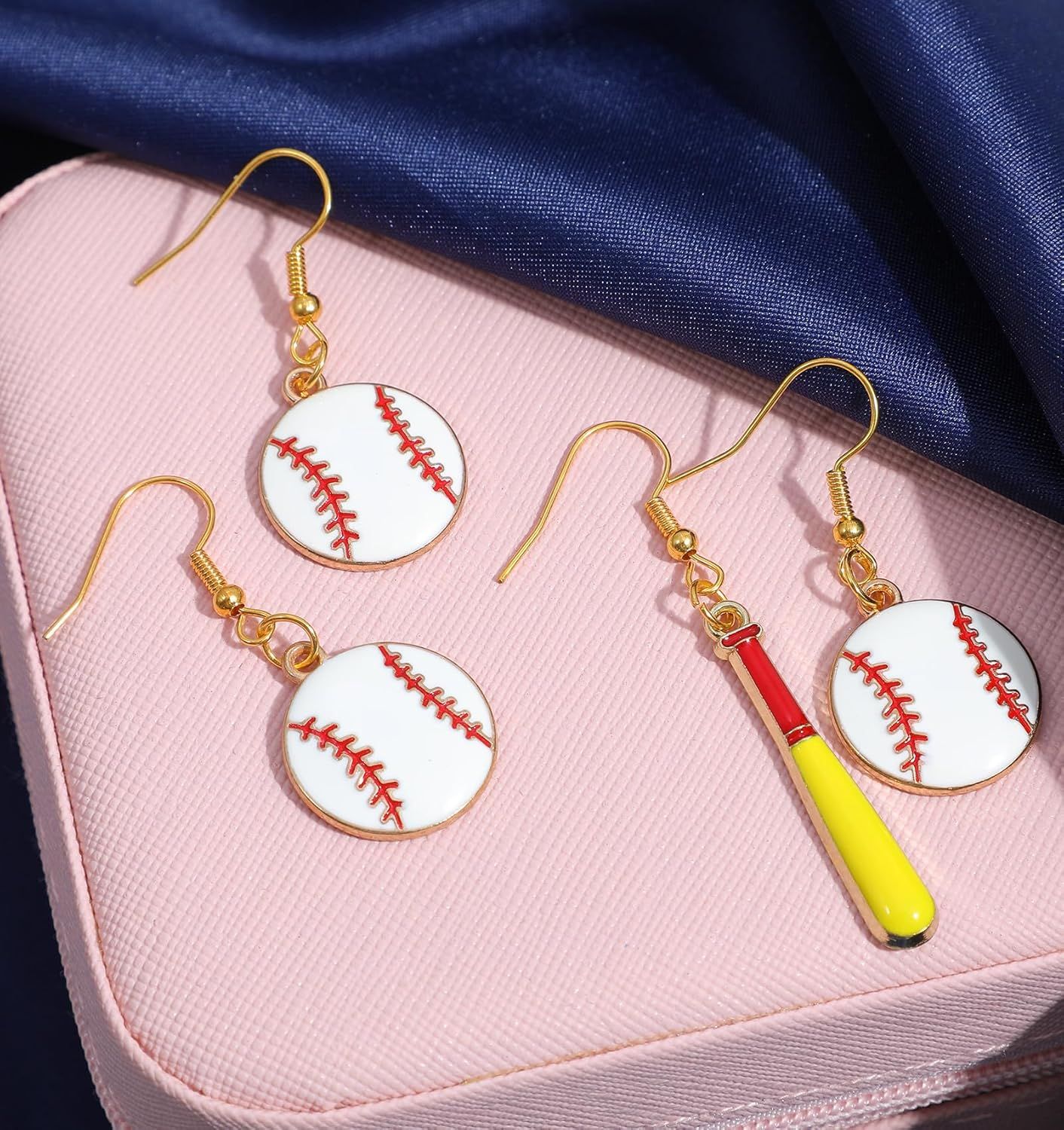 Baseball Earrings, Dangle Baseball Earrings for Women, Sports Jewelry Softball Player Gift (White, Yellow and Red) - Image 5