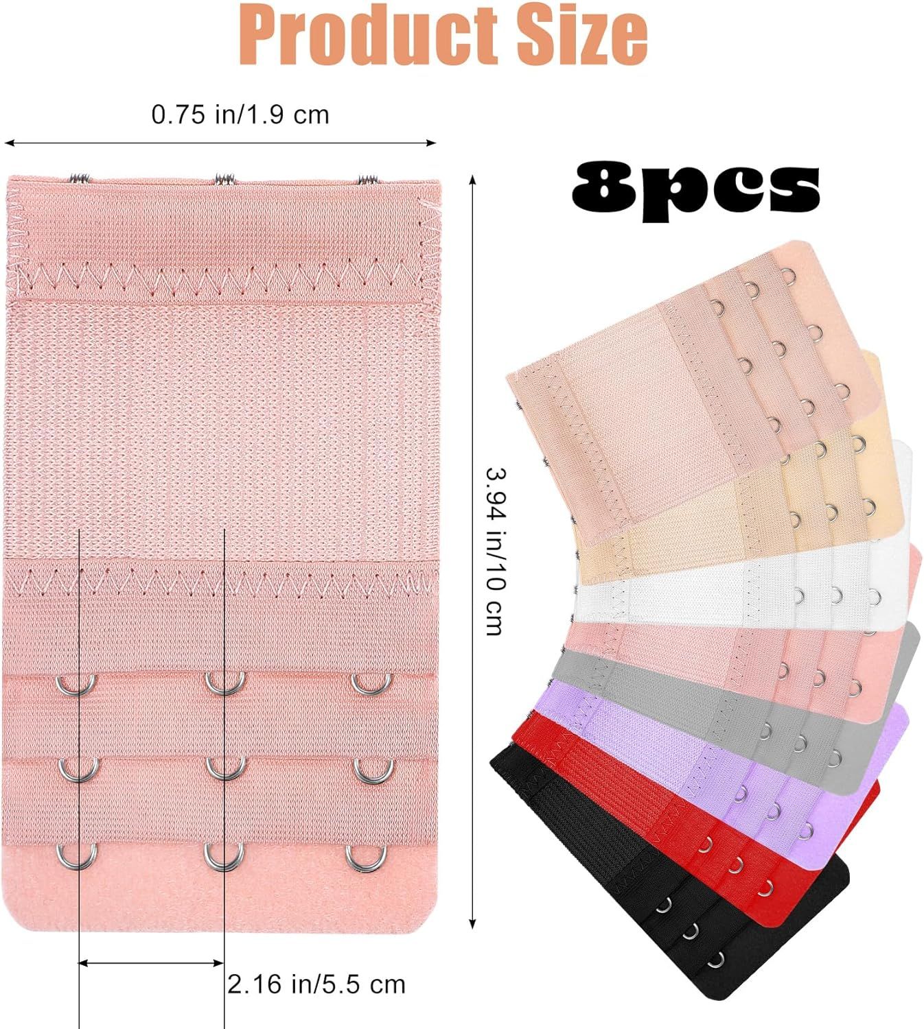 8Pcs Bra Extenders 3 Hooks, 4 * 0.8 Inch 3 Hook Bra Extender Adjustable Comfort Fit for Maternity and Sports Use (Multicolor) - Image 2