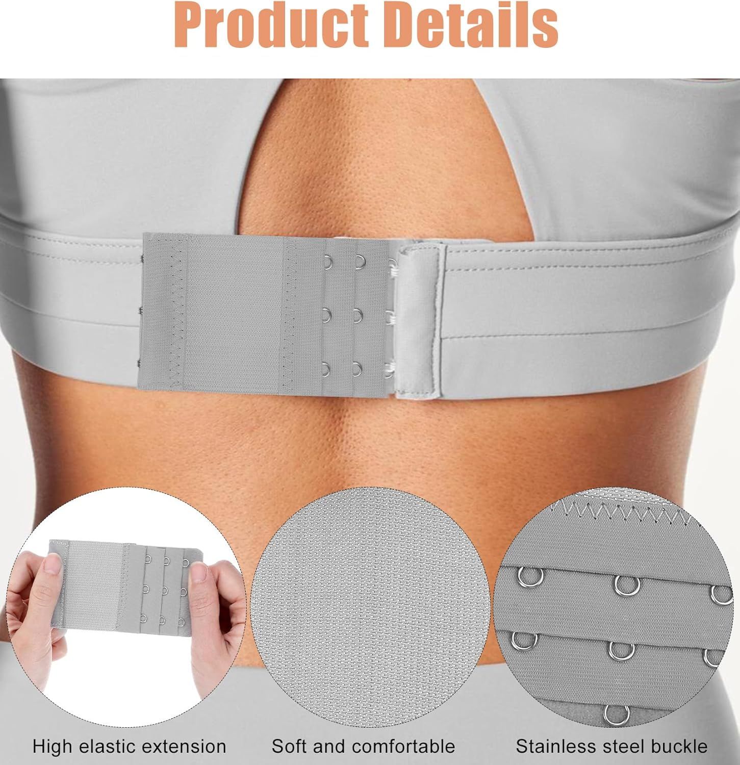 8Pcs Bra Extenders 3 Hooks, 4 * 0.8 Inch 3 Hook Bra Extender Adjustable Comfort Fit for Maternity and Sports Use (Multicolor) - Image 3