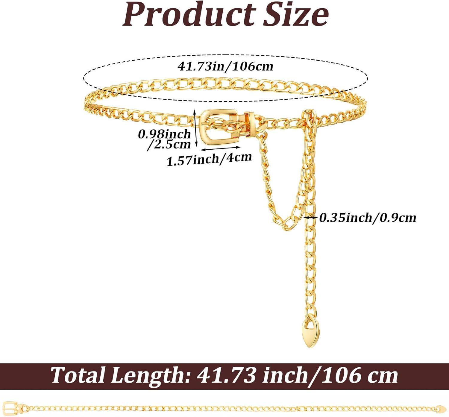 Gold Belt Chain, Adjustable Gold Chain Belts For Women, Stylish Accessory for Jeans Dresses Body Waist Decoration (41.7 Inch/106 cm Long) - Image 2