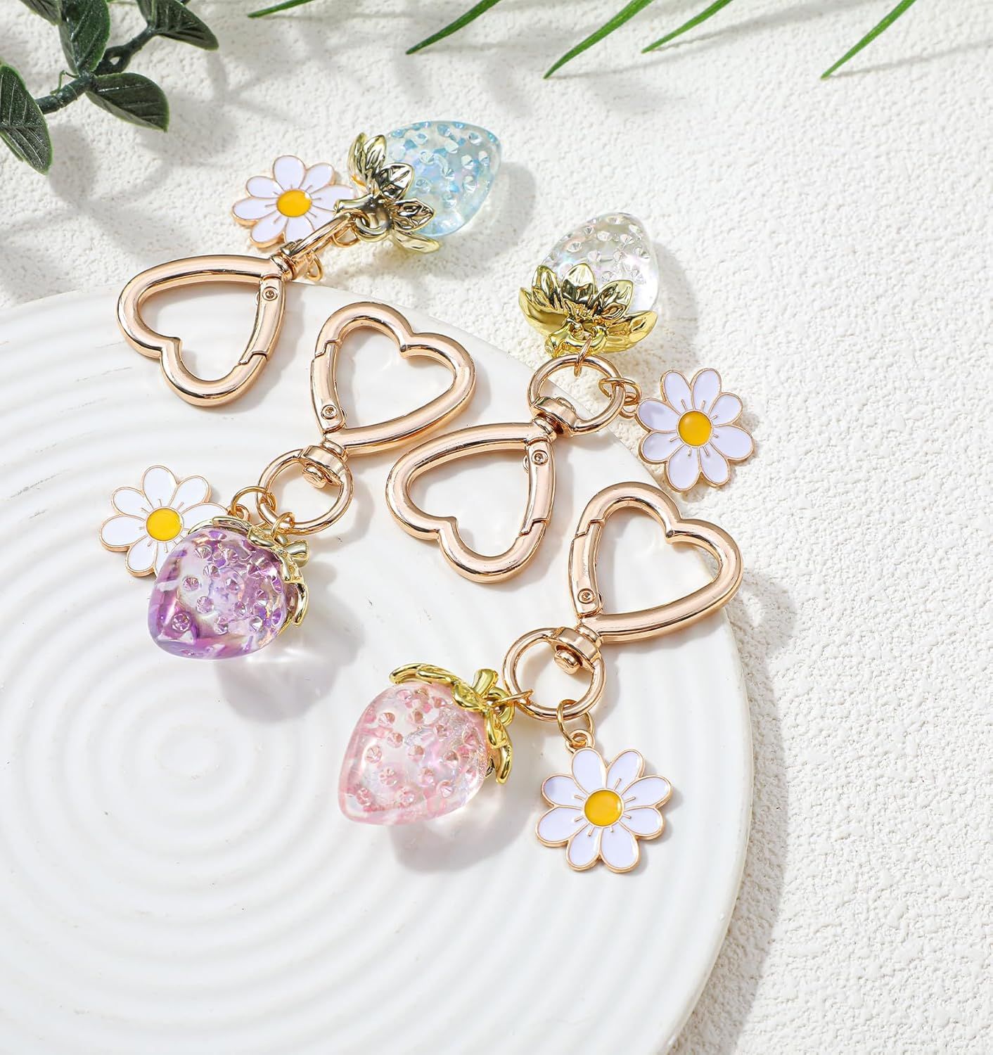Strawberry Purse Charm, 4 Pcs Strawberry Keychain Charm for Girls Handbag (4 Colors, 2.83 Inch) - Image 4