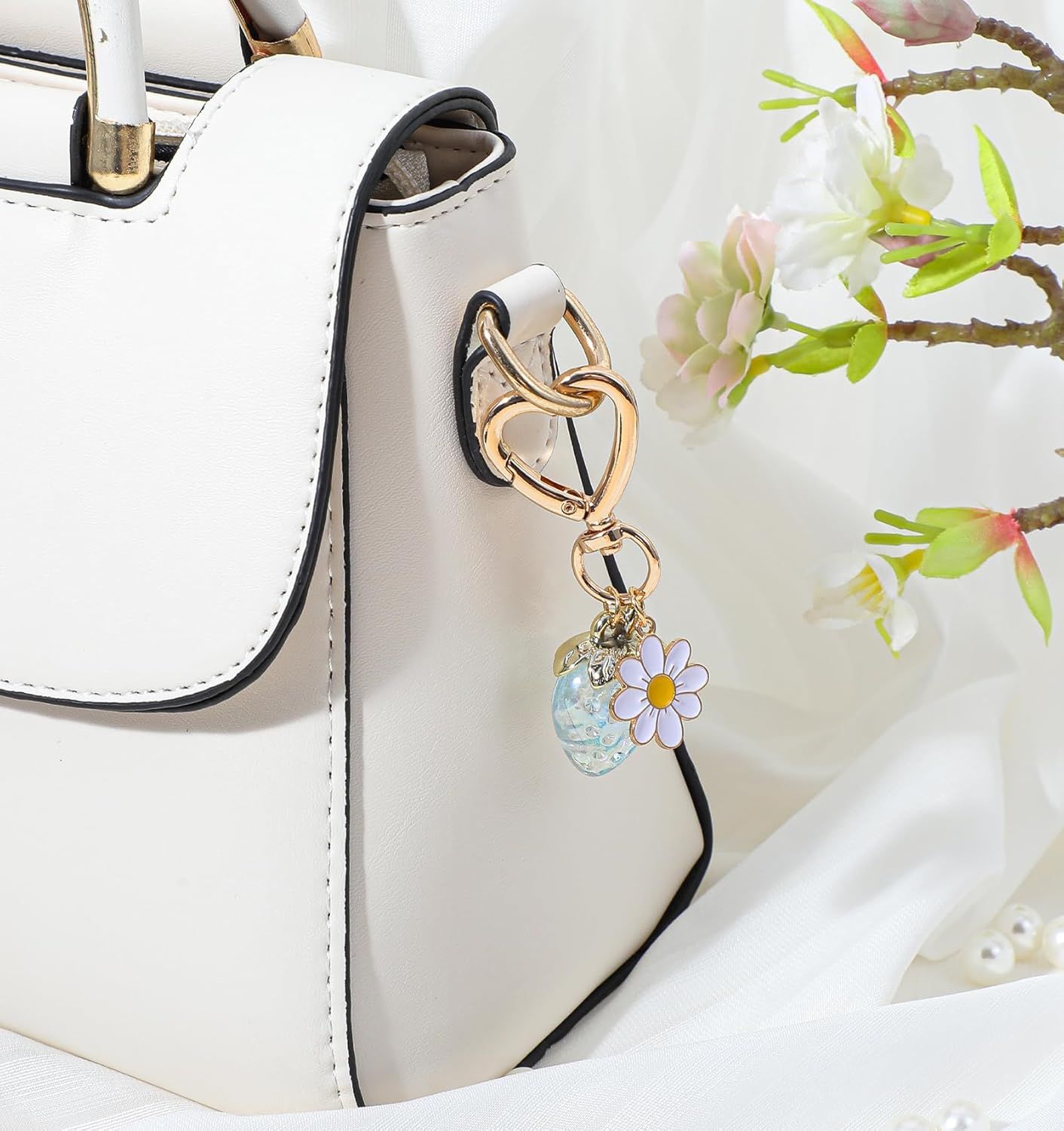 Strawberry Purse Charm, 4 Pcs Strawberry Keychain Charm for Girls Handbag (4 Colors, 2.83 Inch) - Image 6