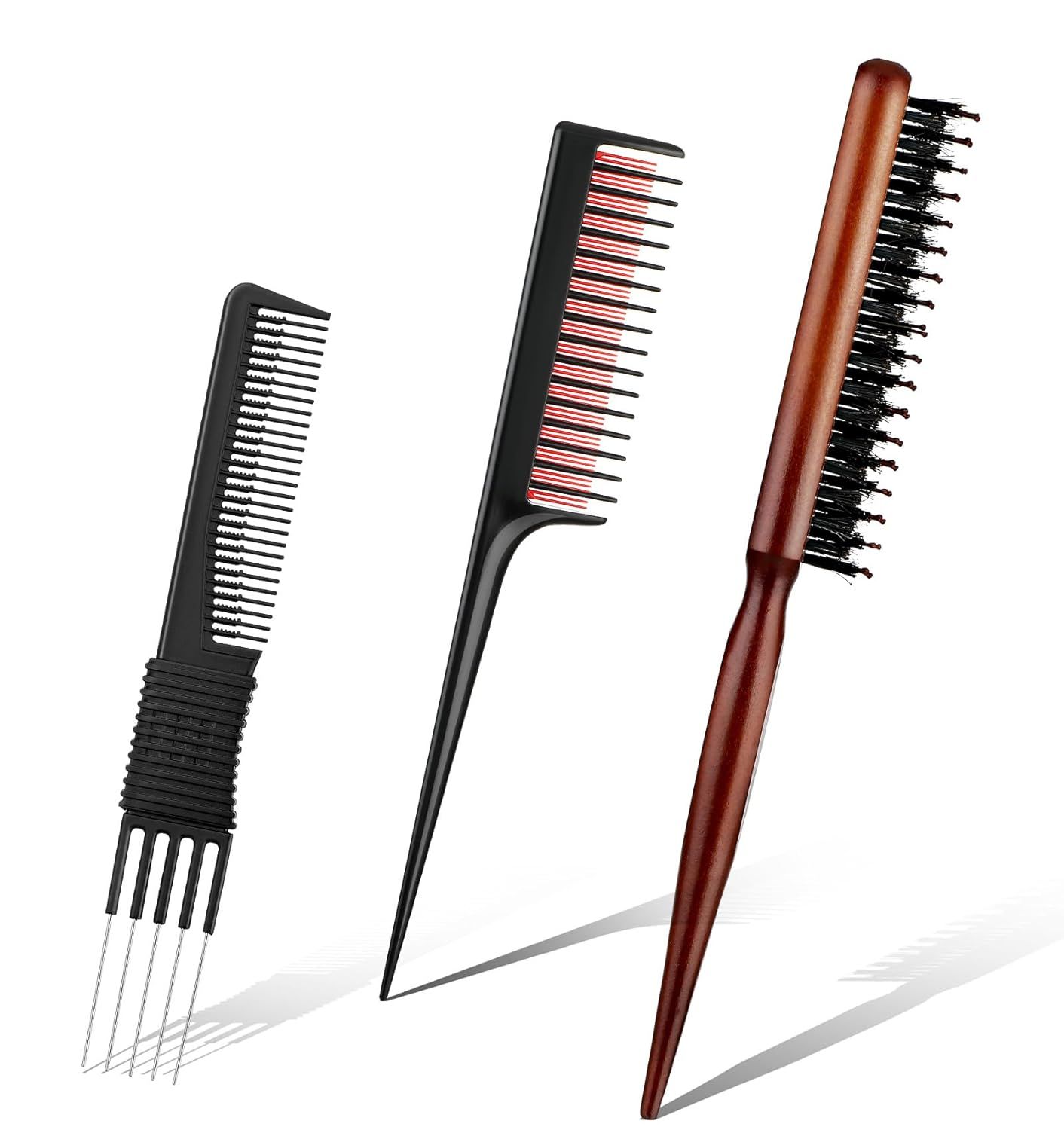 Teasing Combs for Women, 3 Pcs Hair Teasing Comb, Teaser Comb for Women Fine Hair, Slick Back, Volume, Backcombing - Image 1