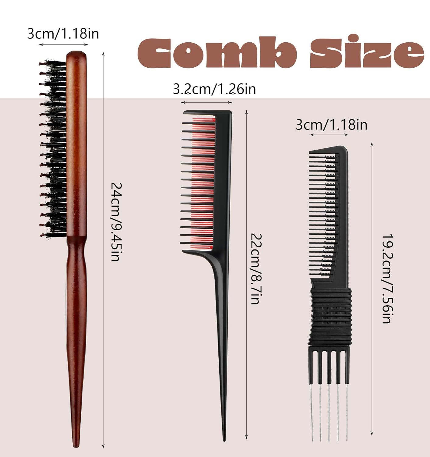 Teasing Combs for Women, 3 Pcs Hair Teasing Comb, Teaser Comb for Women Fine Hair, Slick Back, Volume, Backcombing - Image 4